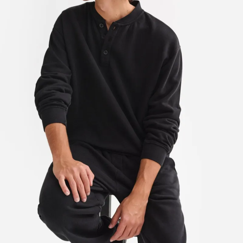Men's Organic Fleece Henley Sweatshirt sold by MATE the Label