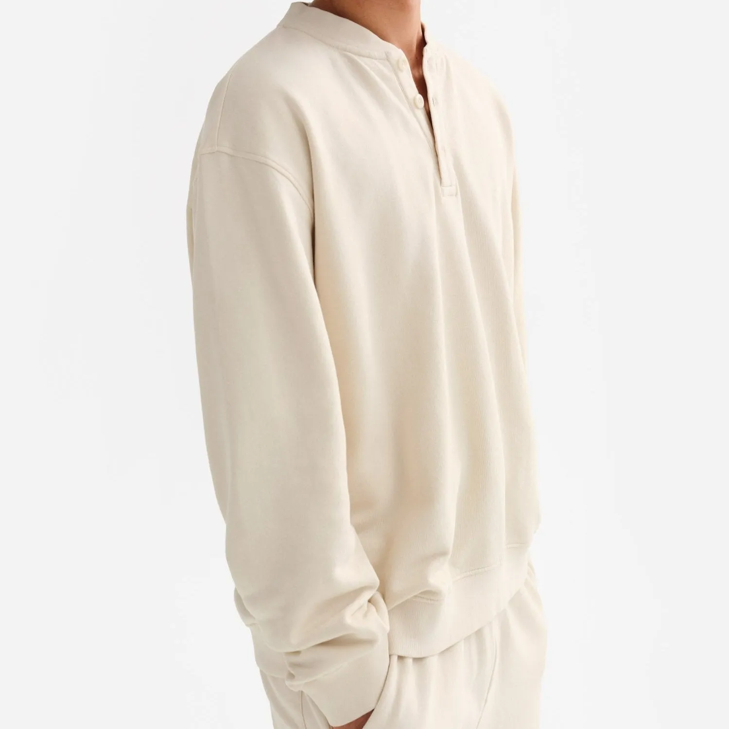 Men's Organic Fleece Henley Sweatshirt sold by MATE the Label