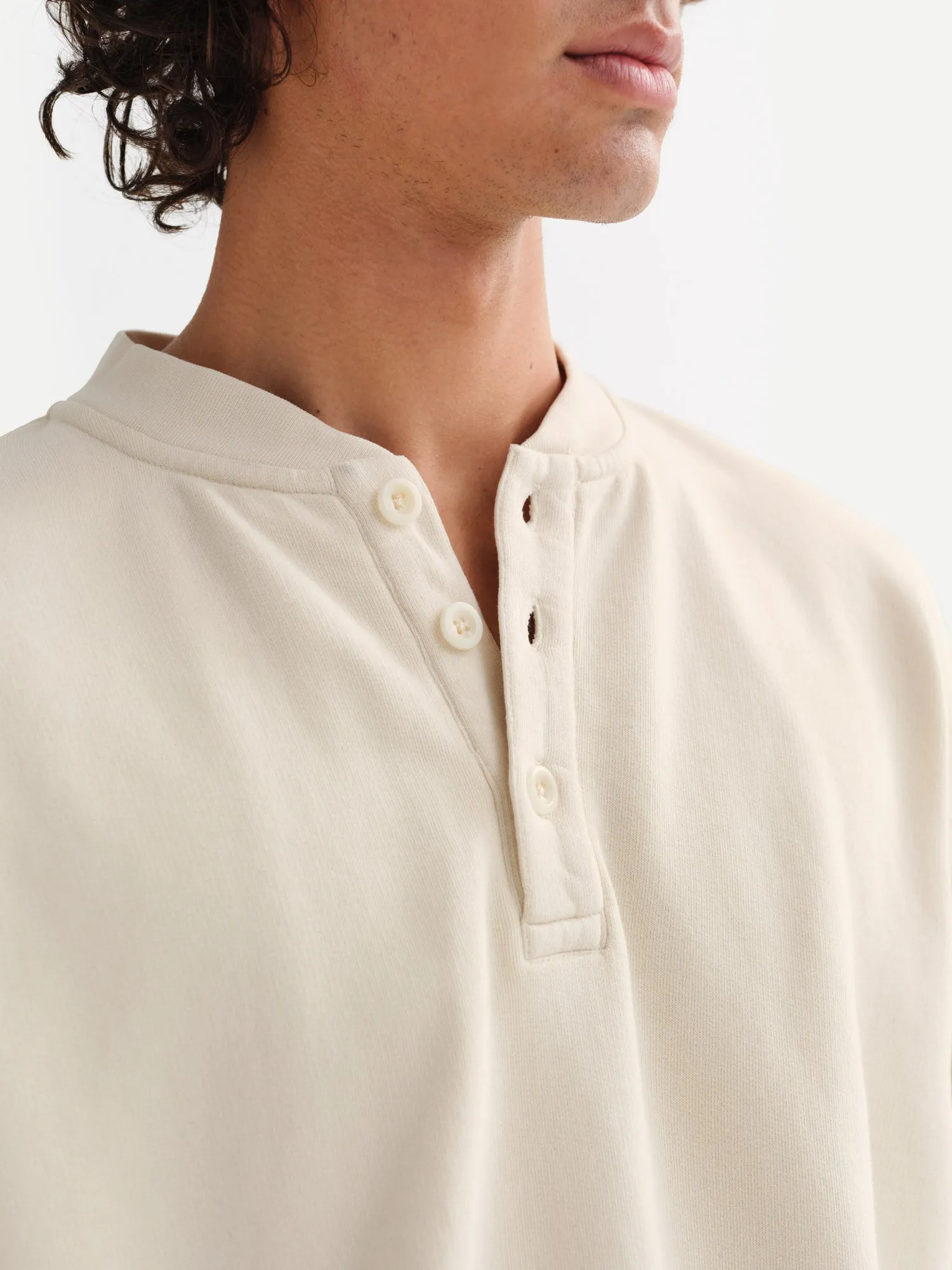 Men's Organic Fleece Henley Sweatshirt sold by MATE the Label product image thumbnail 3