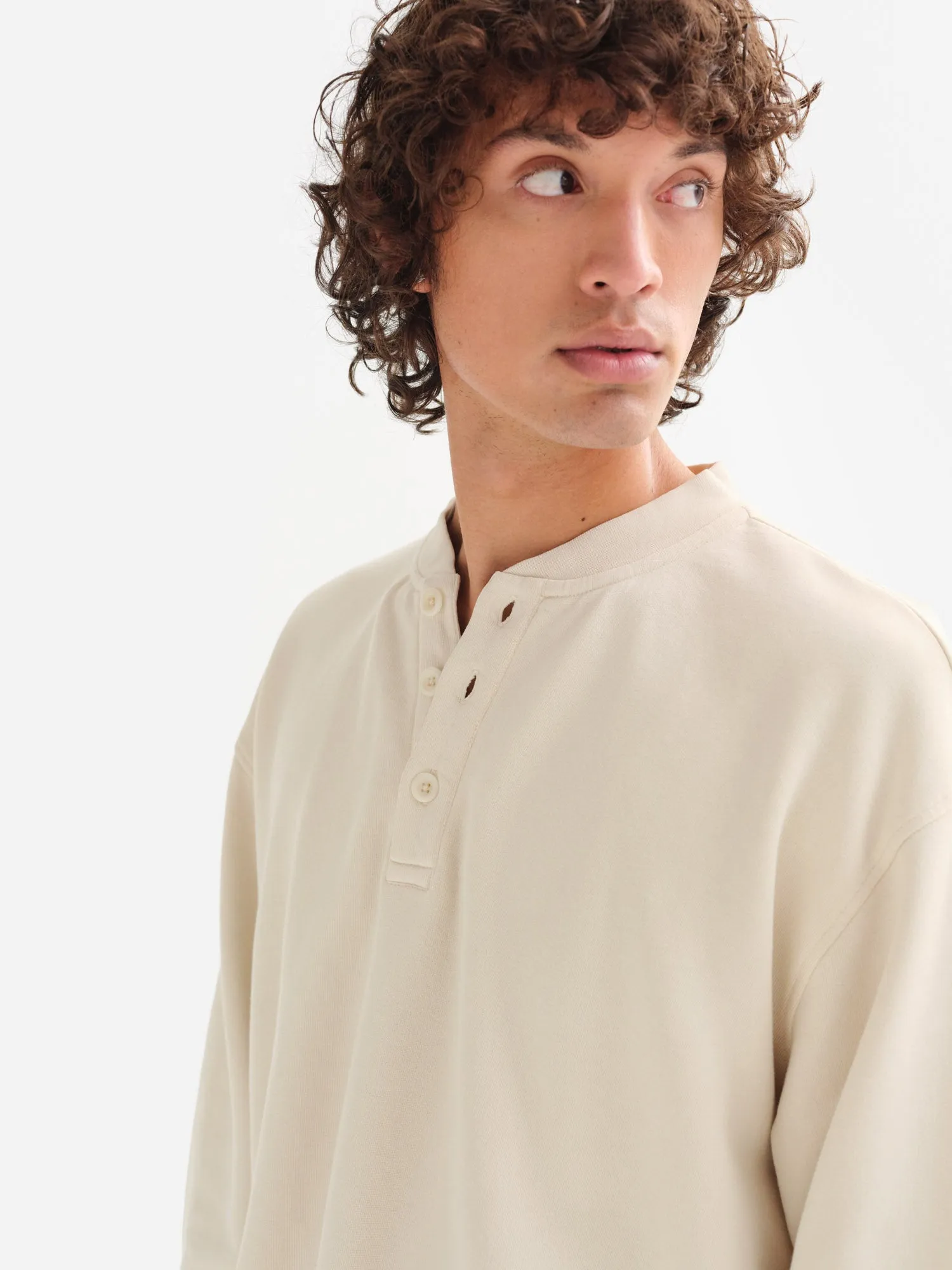 Men's Organic Fleece Henley Sweatshirt sold by MATE the Label product image thumbnail 4
