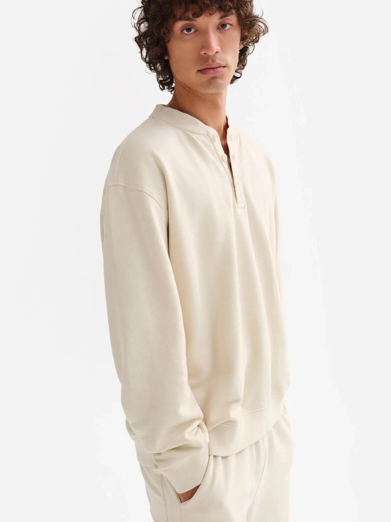 Men's Organic Fleece Henley Sweatshirt sold by MATE the Label product image thumbnail 2