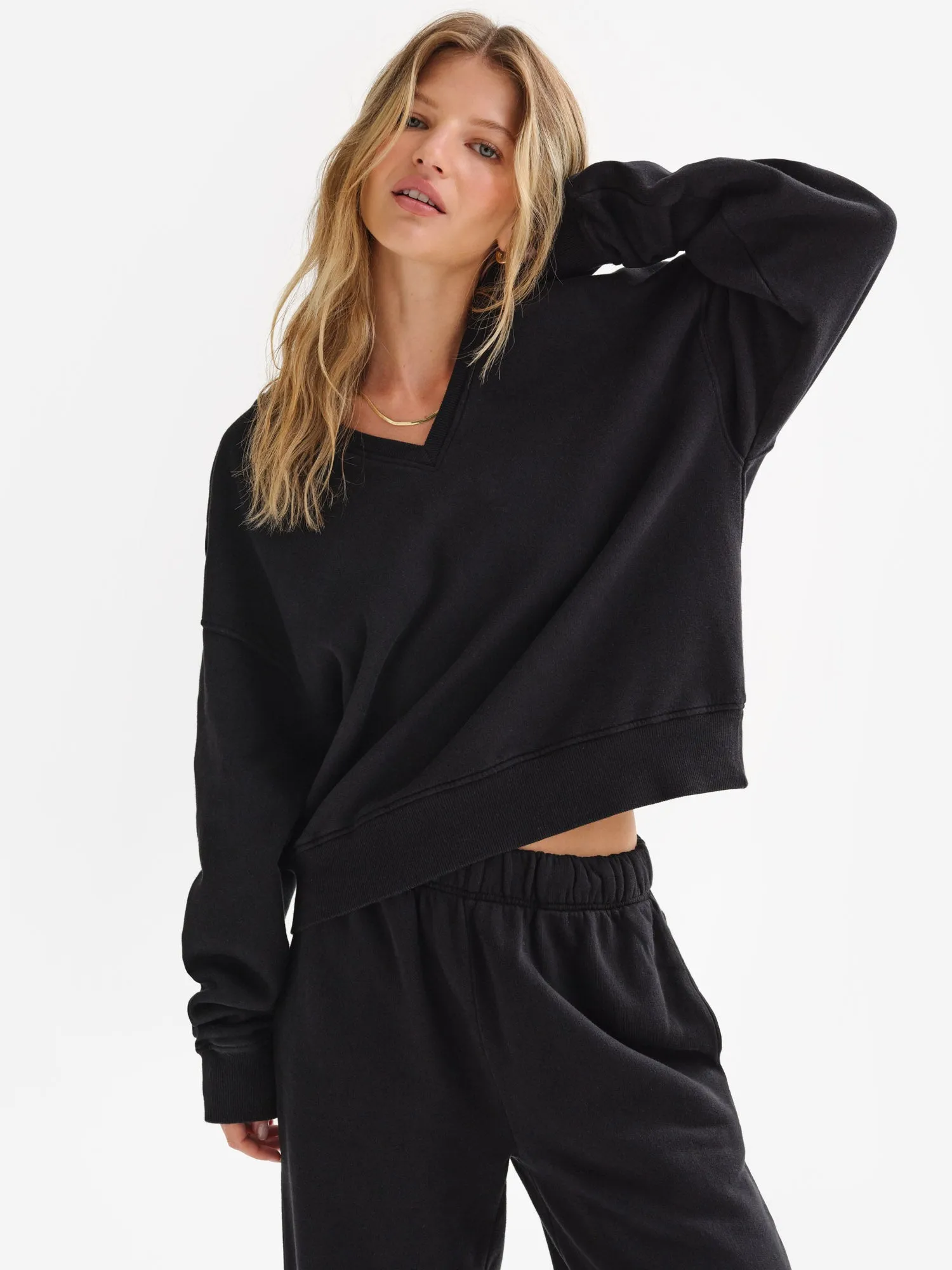 Organic Fleece V-Neck Sweatshirt sold by MATE the Label product image thumbnail 2