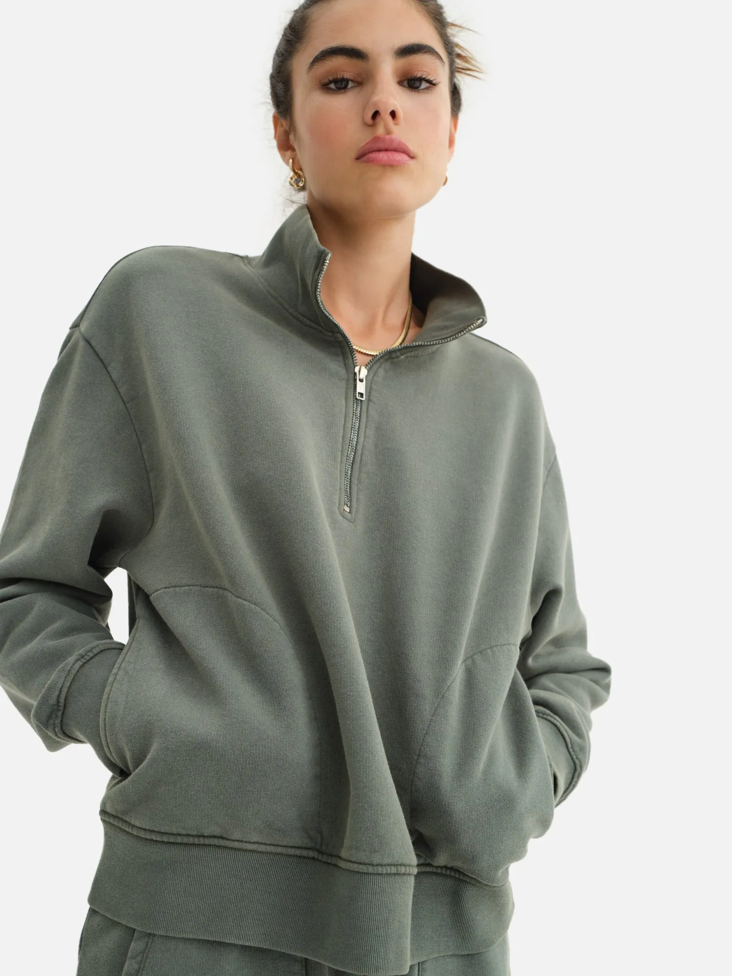 Organic Fleece Quarter Zip Sweatshirt sold by MATE the Label product image thumbnail 2