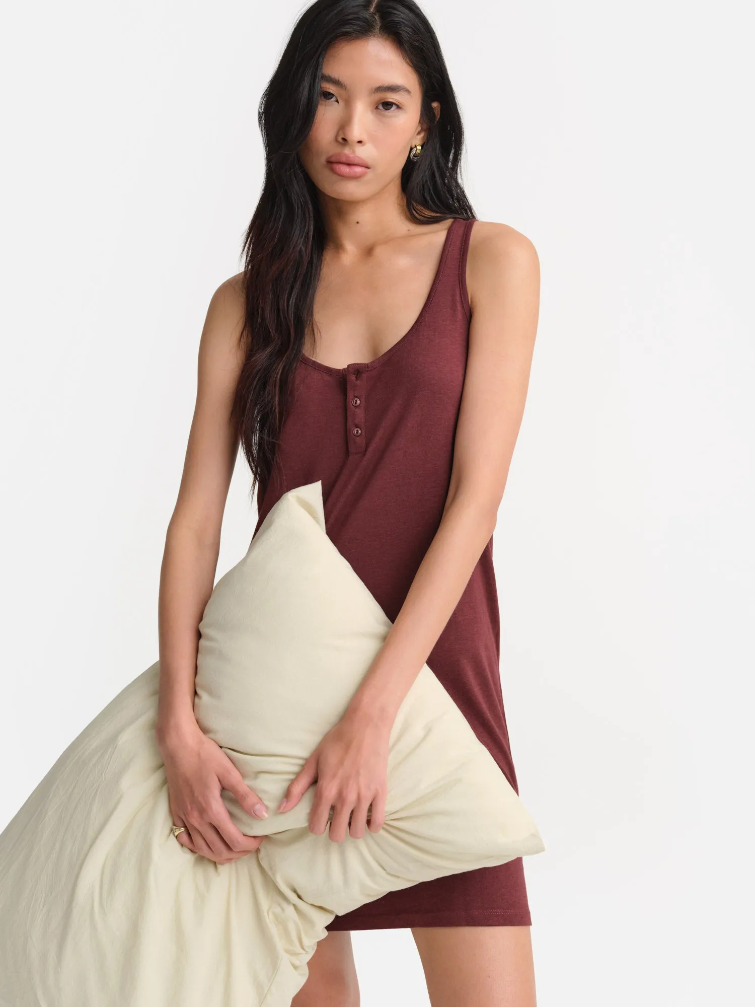 Tencel Sleep Button Down Tank Dress sold by MATE the Label product image thumbnail 2