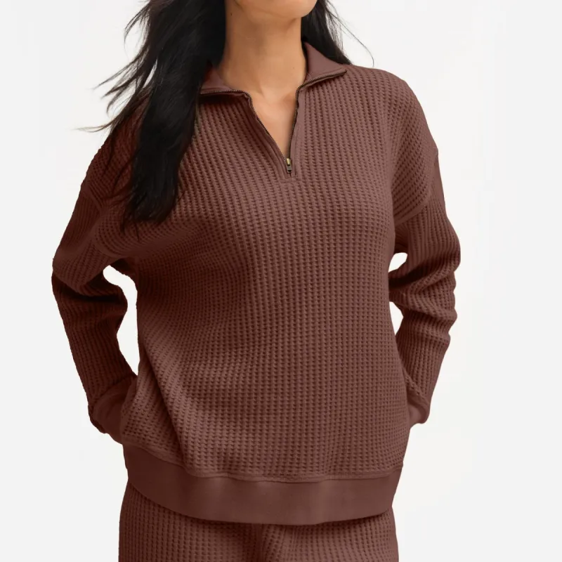 Organic Waffle Collared Half-Zip Sweatshirt sold by MATE the Label