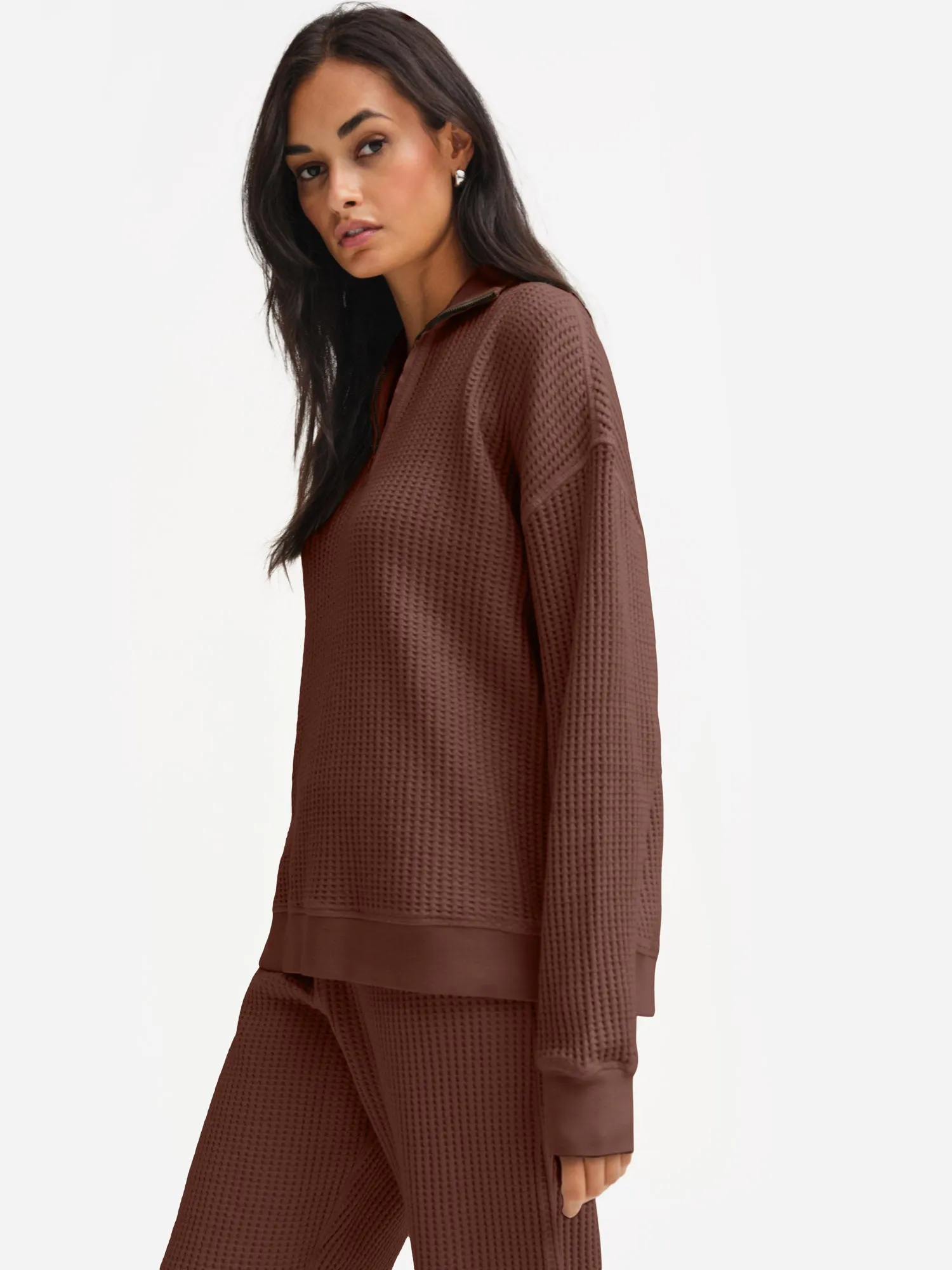 Organic Waffle Collared Half-Zip Sweatshirt sold by MATE the Label product image thumbnail 3