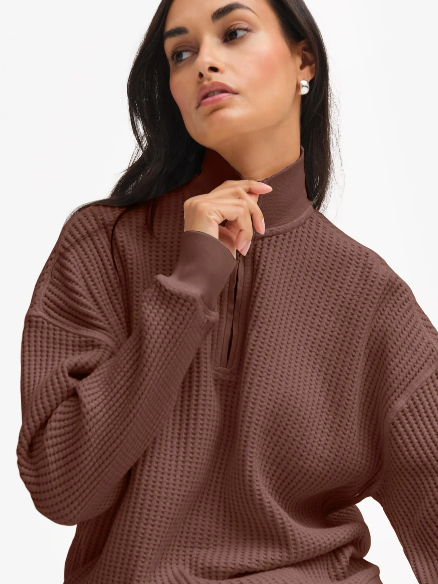 Organic Waffle Collared Half-Zip Sweatshirt sold by MATE the Label product image thumbnail 4