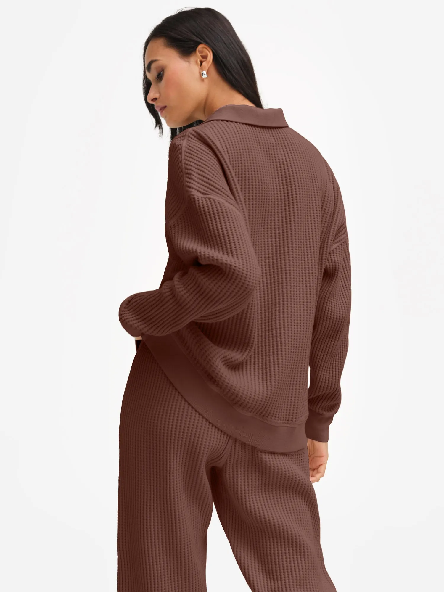 Organic Waffle Collared Half-Zip Sweatshirt sold by MATE the Label product image thumbnail 5