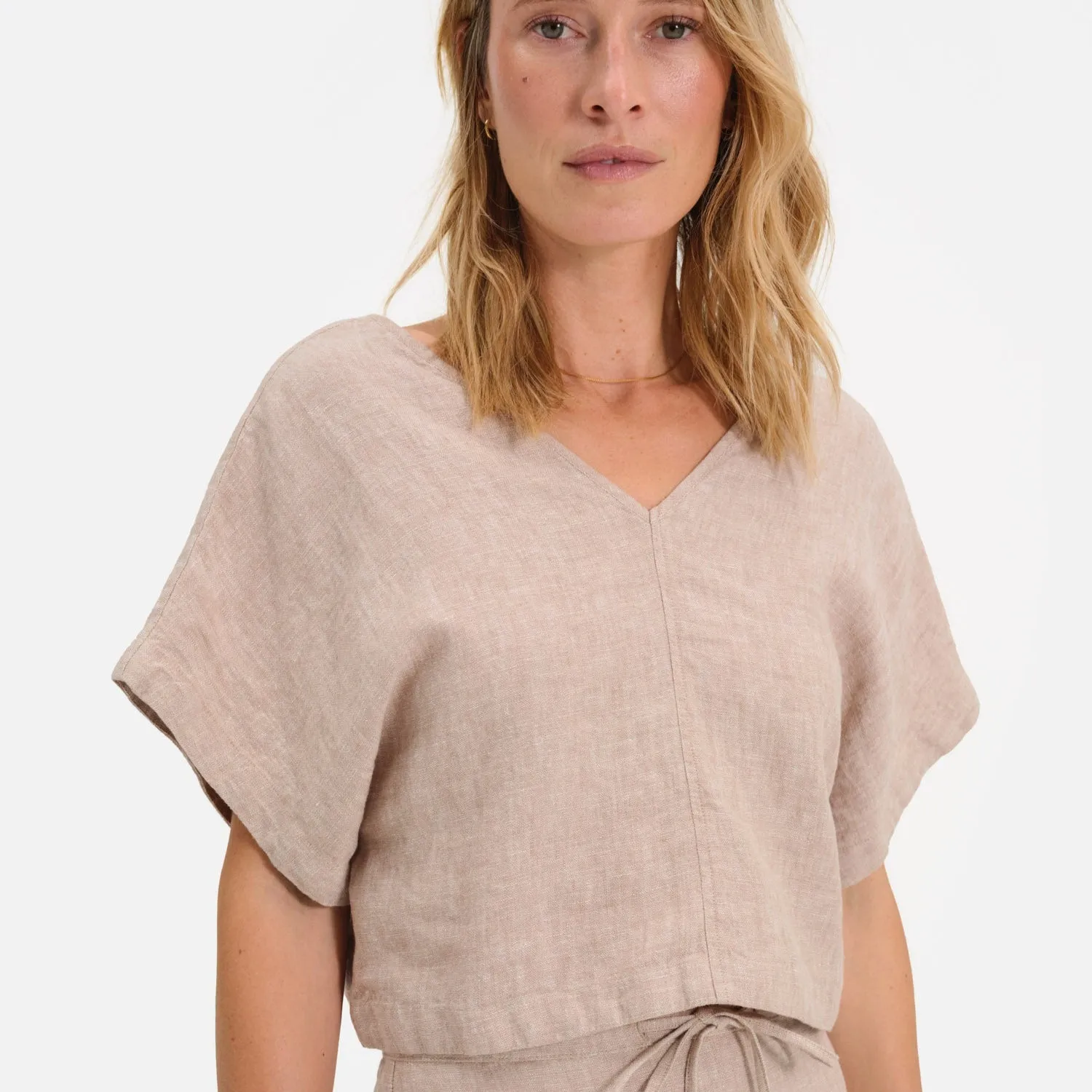 Organic Linen Crop Tee sold by MATE the Label