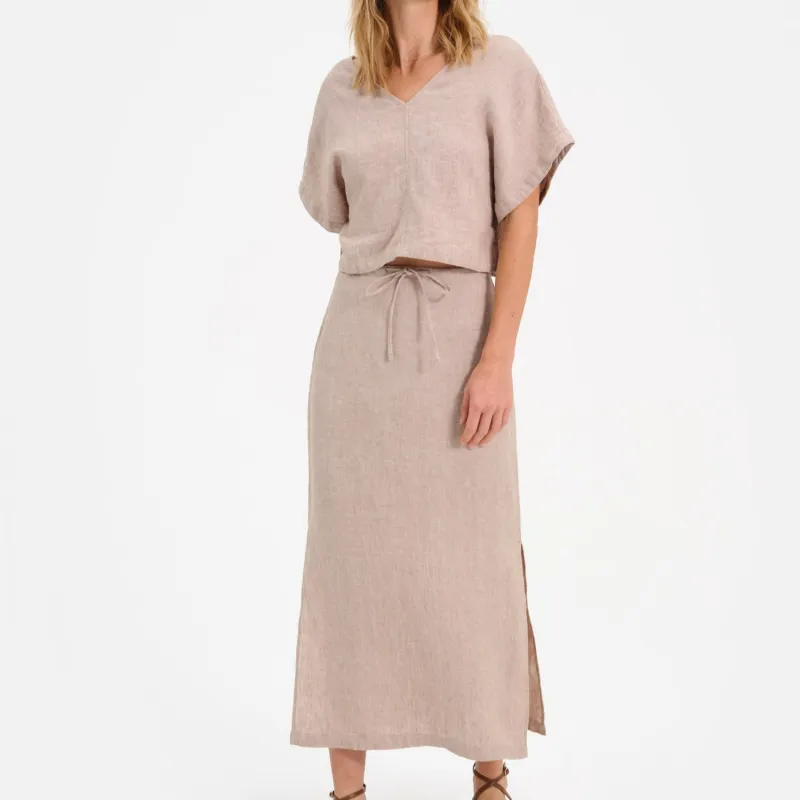 Organic Linen Midi Skirt sold by MATE the Label