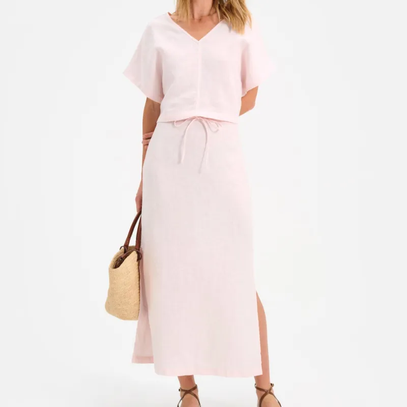Organic Linen Midi Skirt sold by MATE the Label