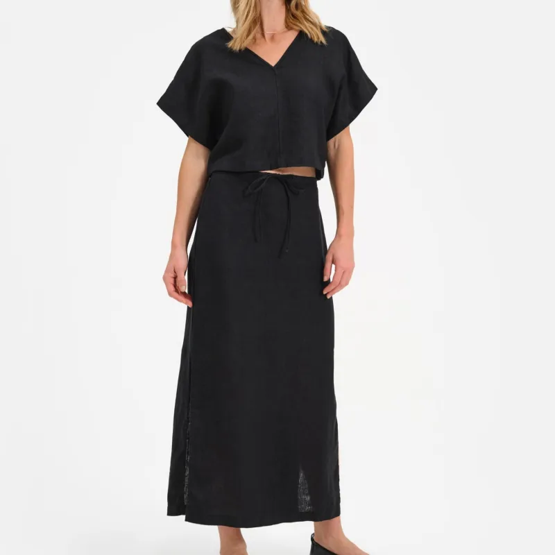 Organic Linen Midi Skirt sold by MATE the Label