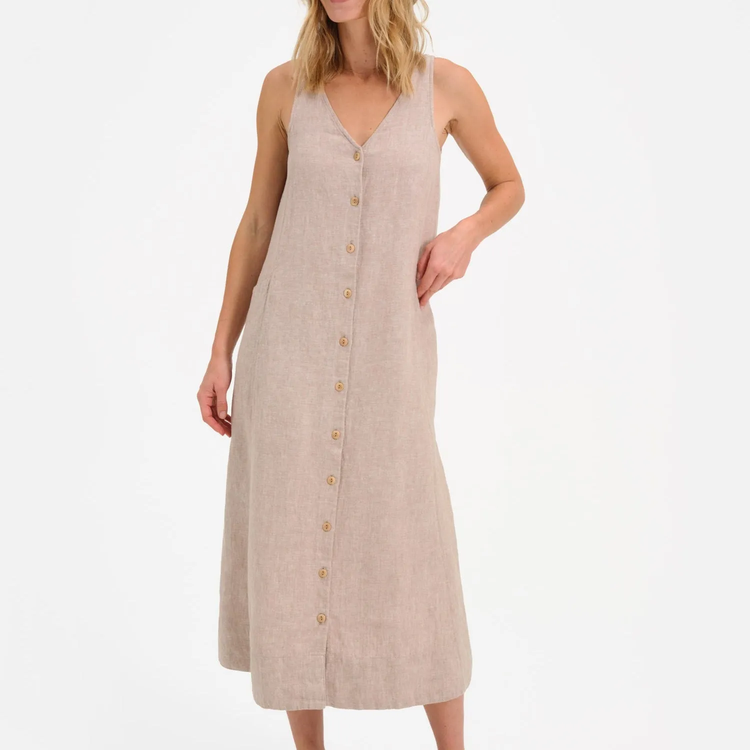 Organic Linen Button Front Dress sold by MATE the Label