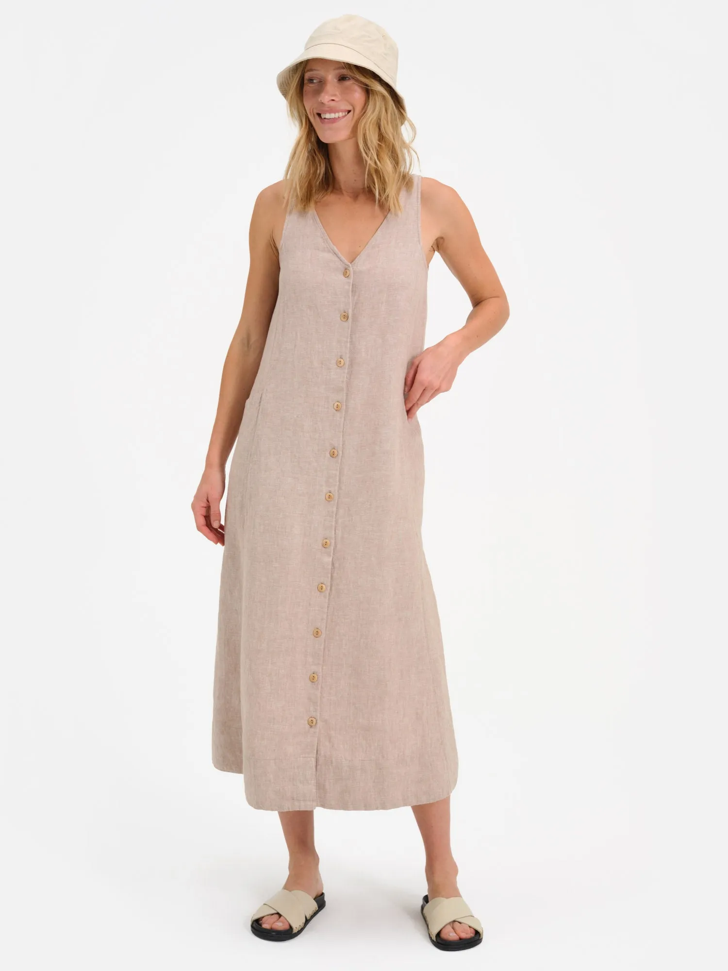 Organic Linen Button Front Dress sold by MATE the Label product image thumbnail 2