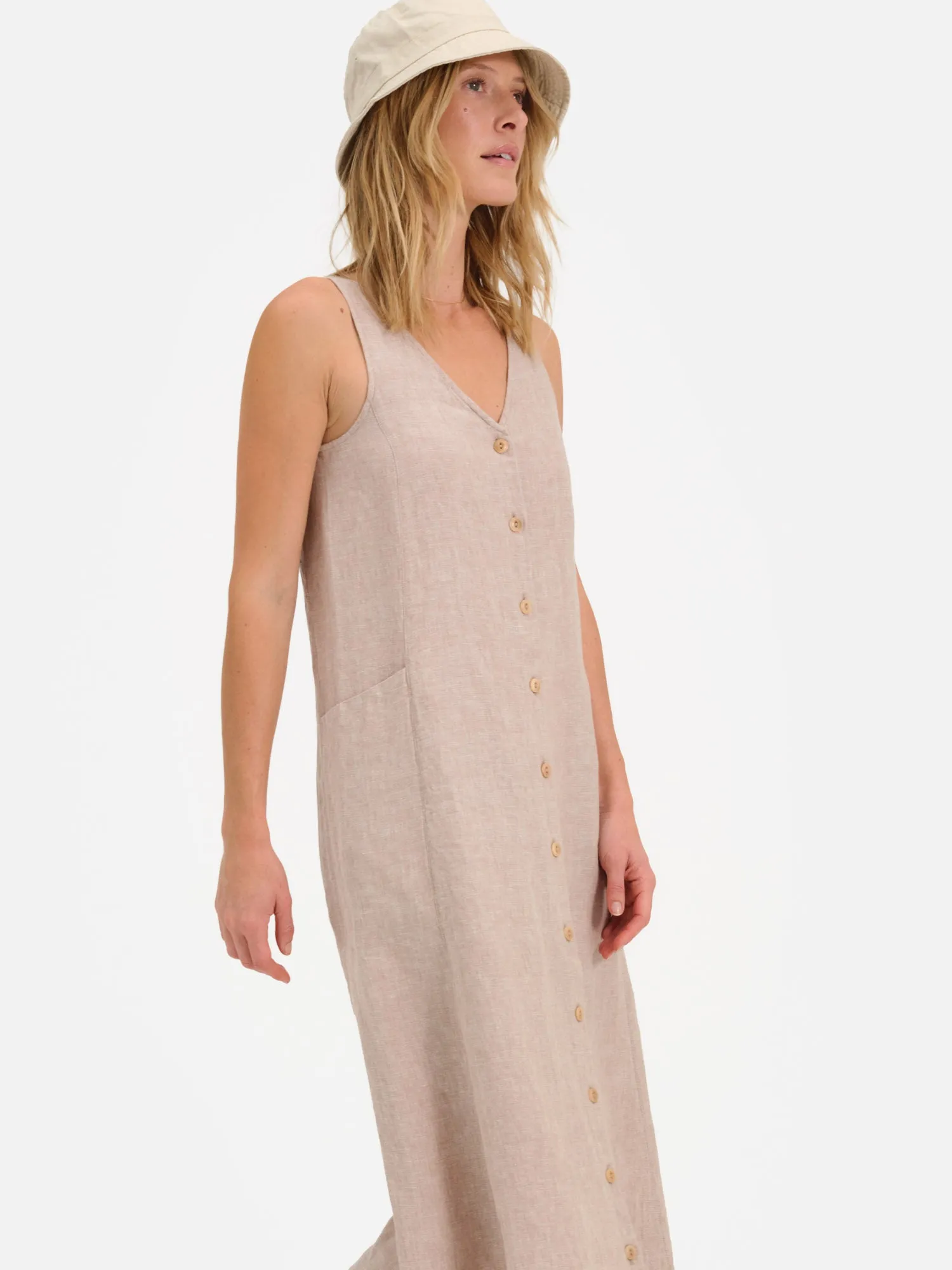 Organic Linen Button Front Dress sold by MATE the Label product image thumbnail 5