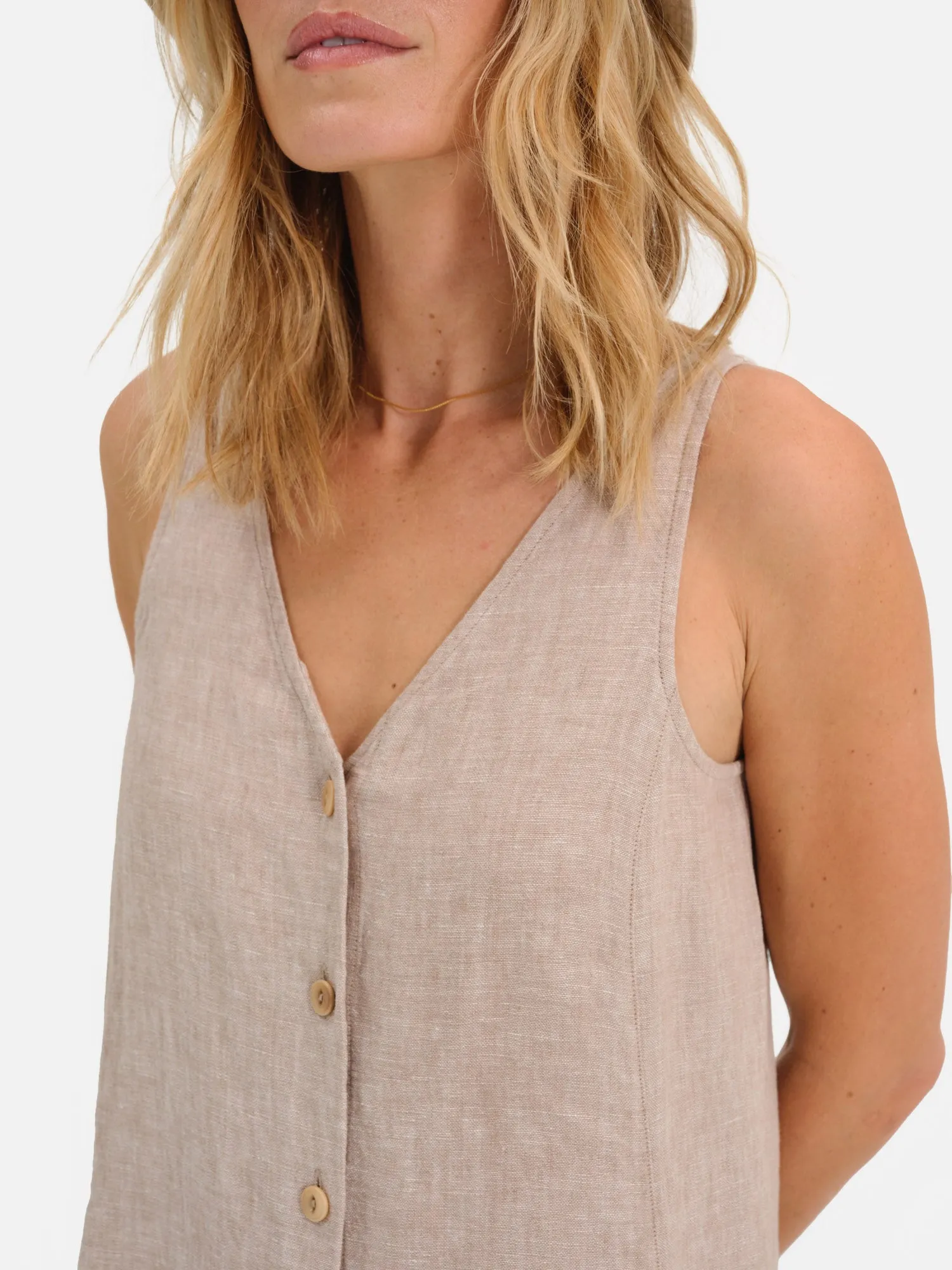 Organic Linen Button Front Dress sold by MATE the Label product image thumbnail 4