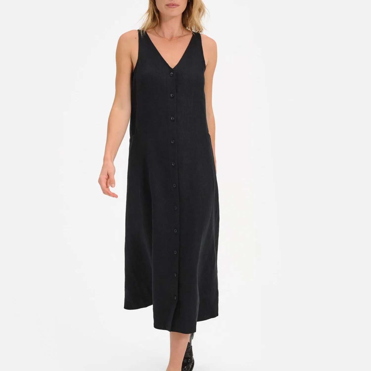 Organic Linen Button Front Dress sold by MATE the Label