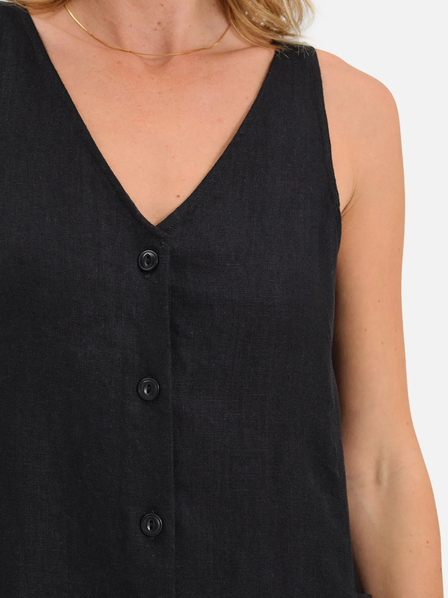 Organic Linen Button Front Dress sold by MATE the Label product image thumbnail 4