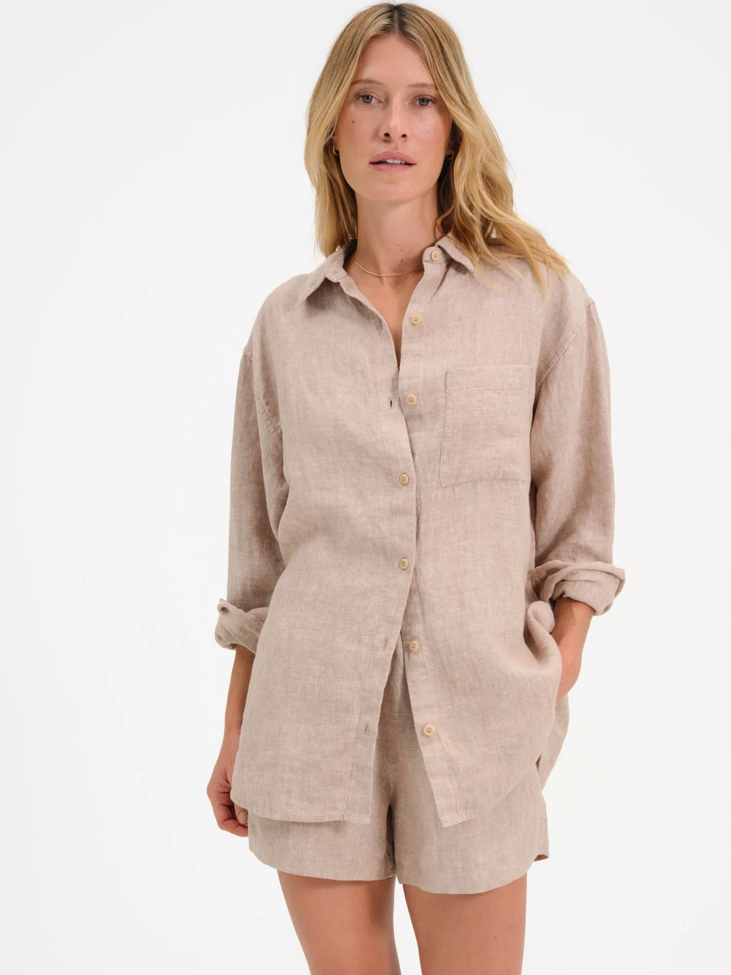 Organic Linen Oversized Button Down sold by MATE the Label product image thumbnail 2