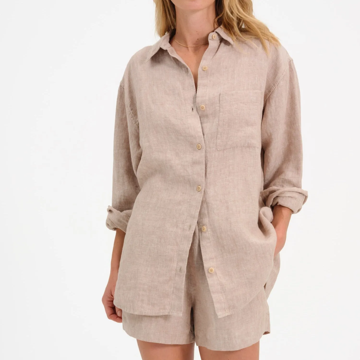 Organic Linen Oversized Button Down sold by MATE the Label