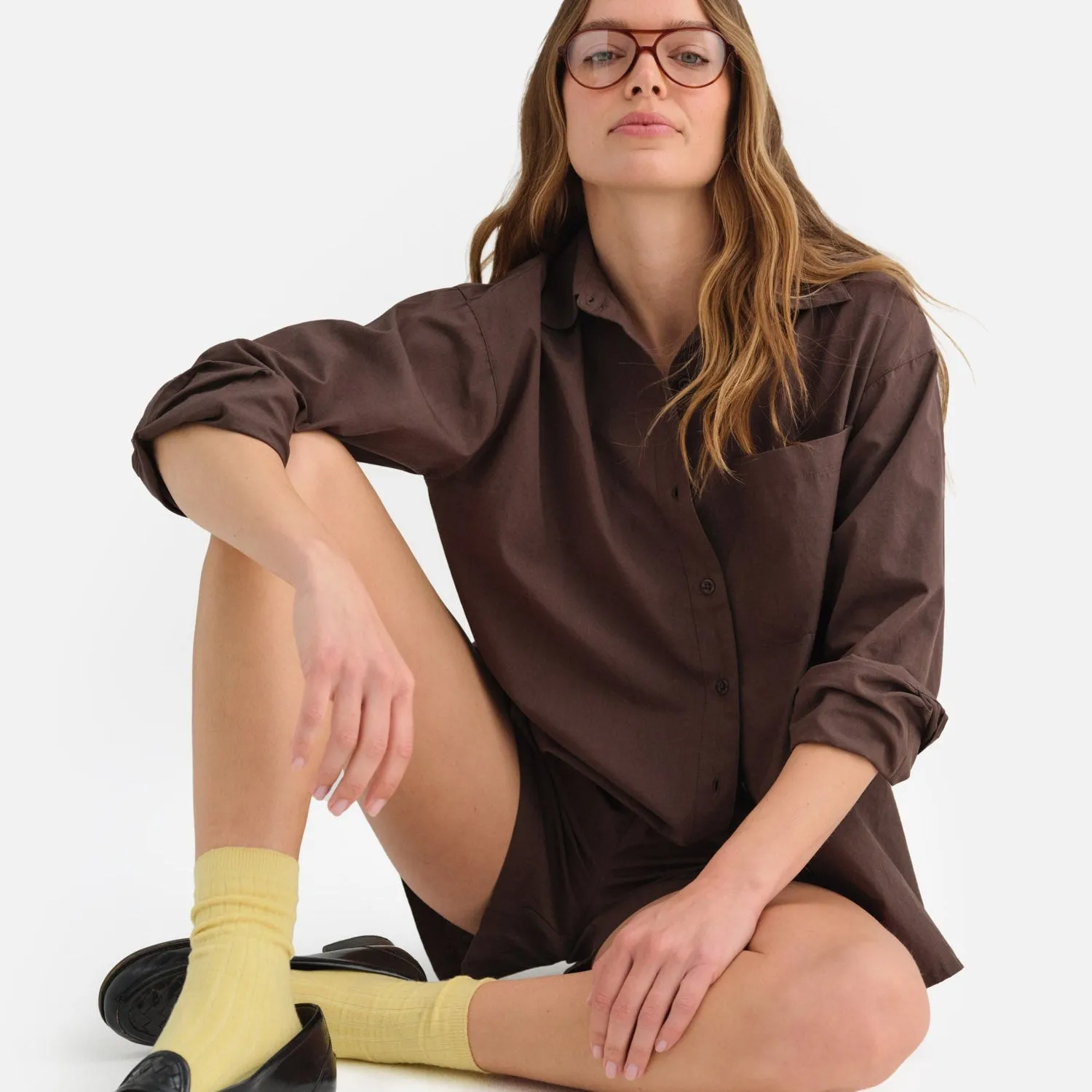 Organic Poplin Long Sleeve Button Down sold by MATE the Label