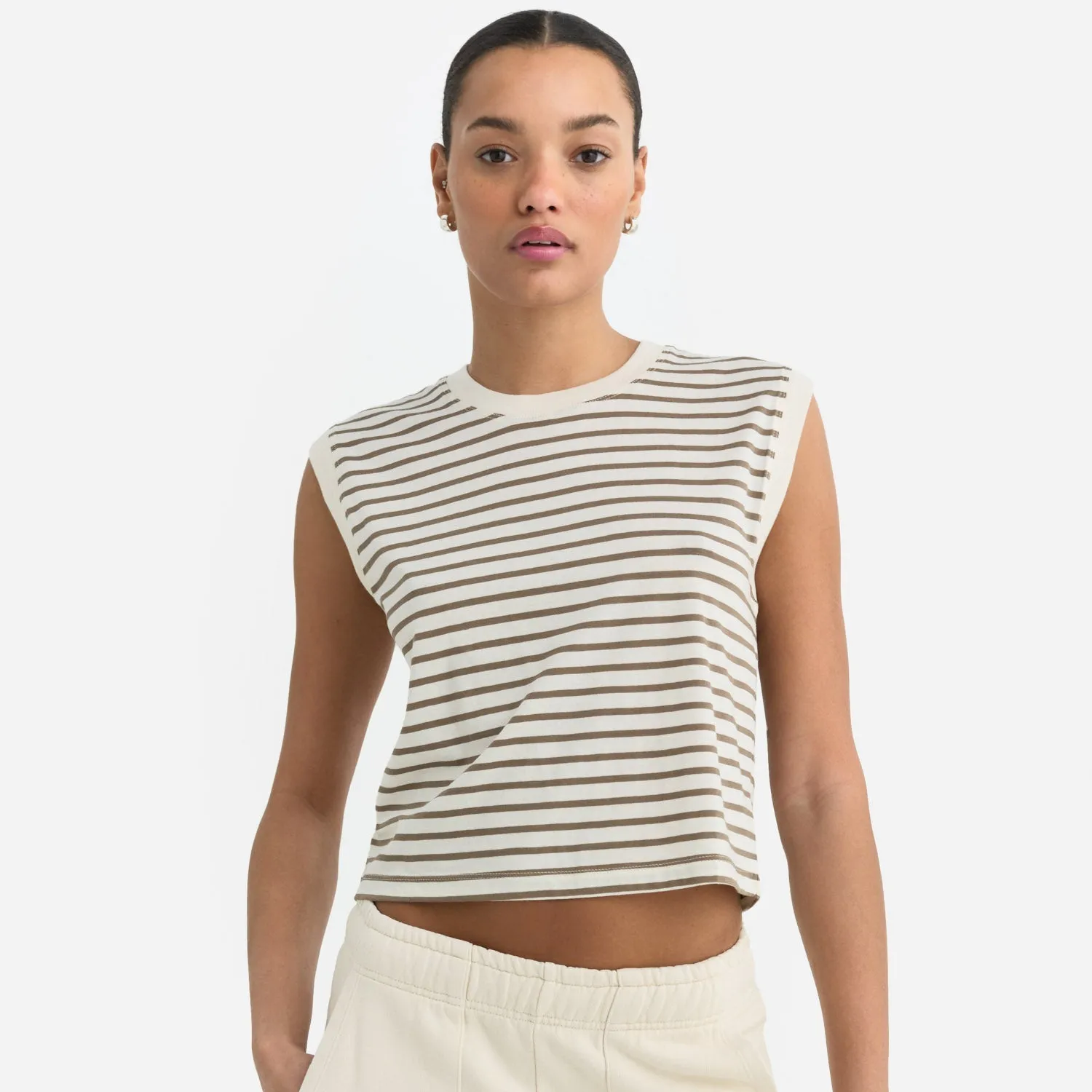 Organic Cotton Striped Muscle Tank sold by MATE the Label