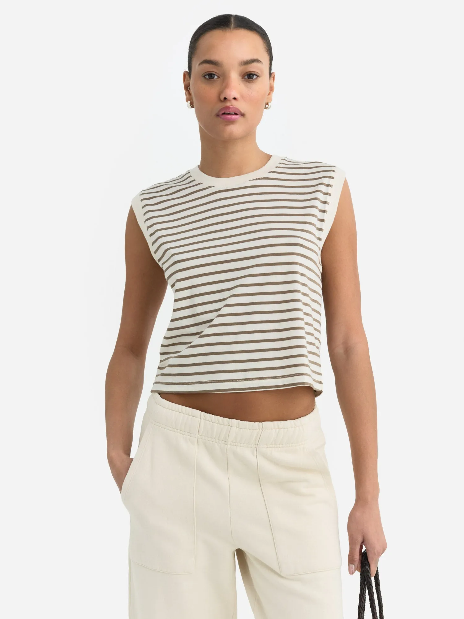 Organic Cotton Striped Muscle Tank sold by MATE the Label product image thumbnail 2