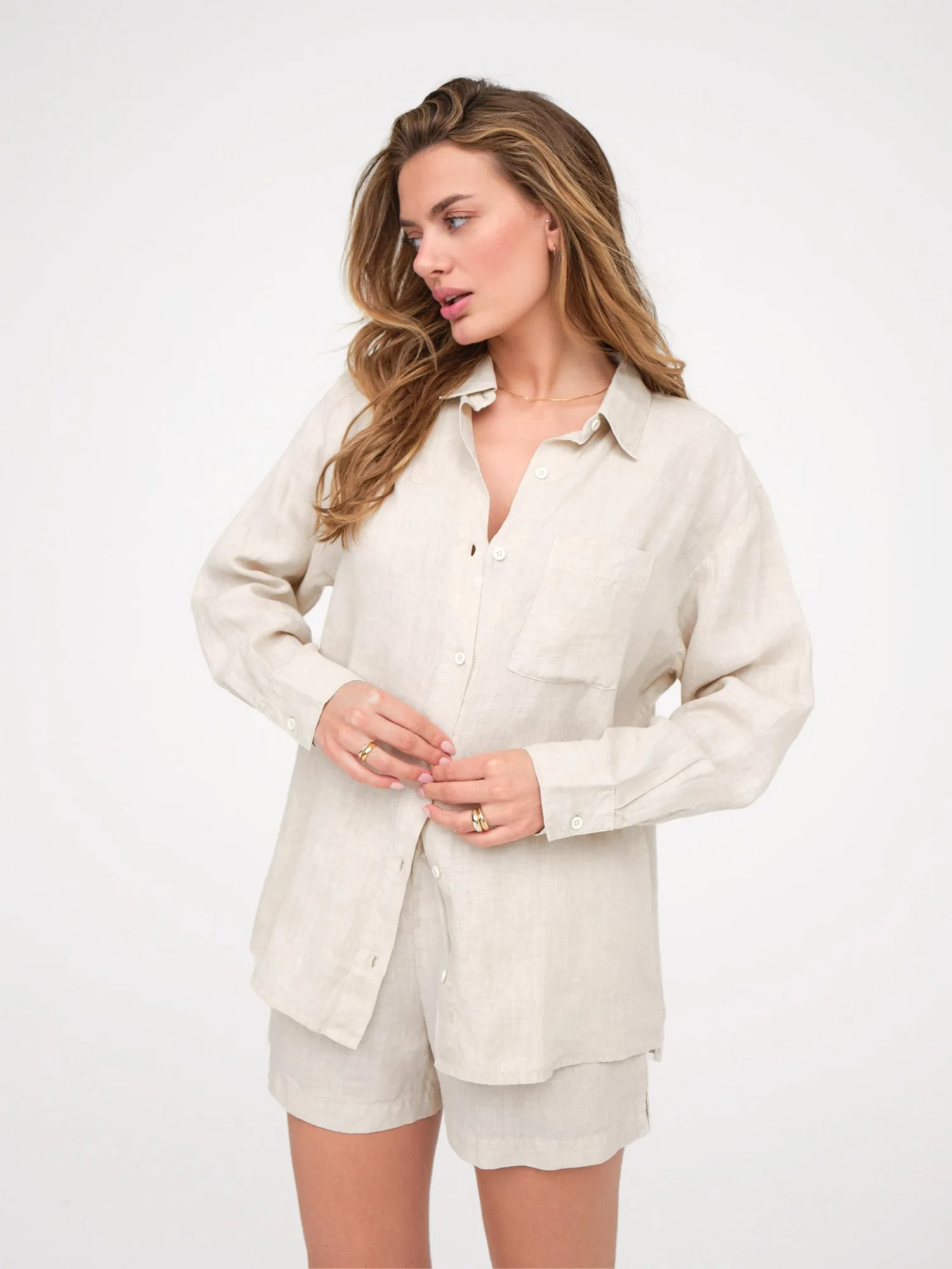 Organic Linen Oversized Button Down sold by MATE the Label product image thumbnail 5