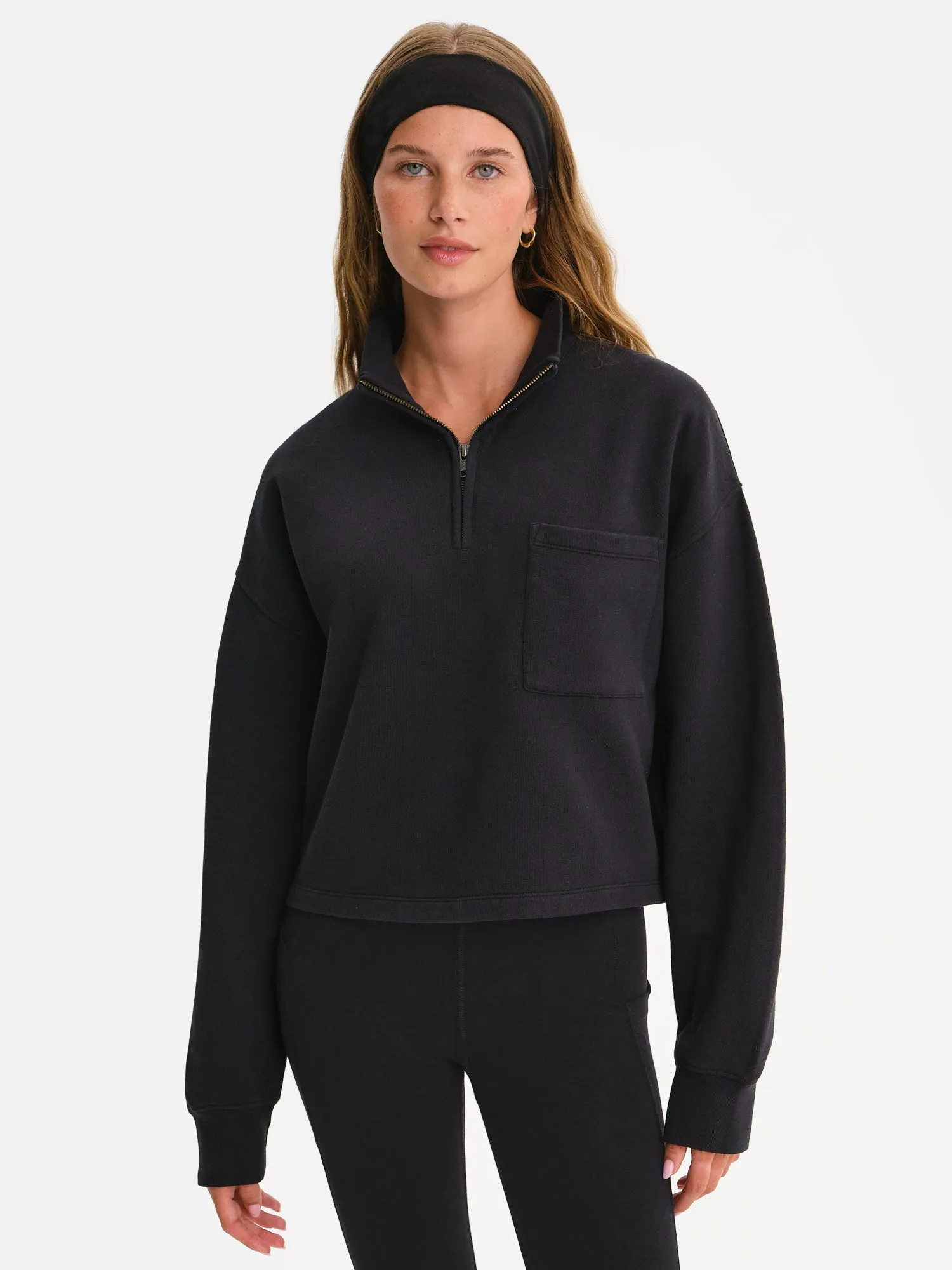 Organic Fleece Cropped Half-Zip Sweatshirt sold by MATE the Label product image thumbnail 2