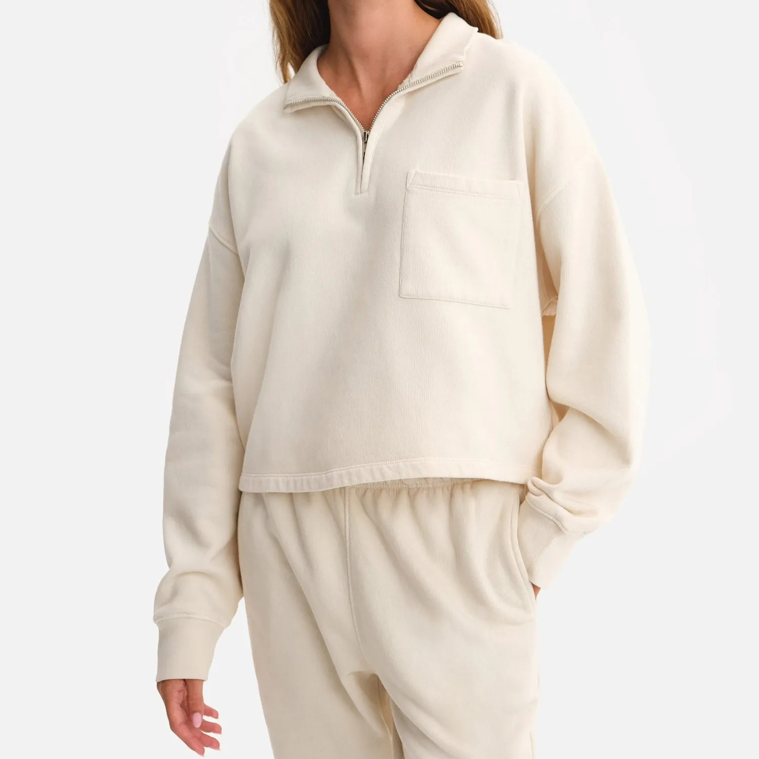 Organic Fleece Cropped Half-Zip Sweatshirt sold by MATE the Label