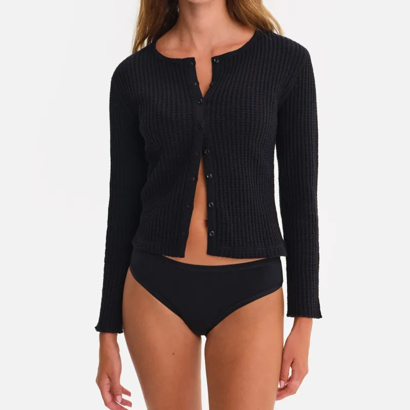 Organic Waffle Crew Cardigan sold by MATE the Label