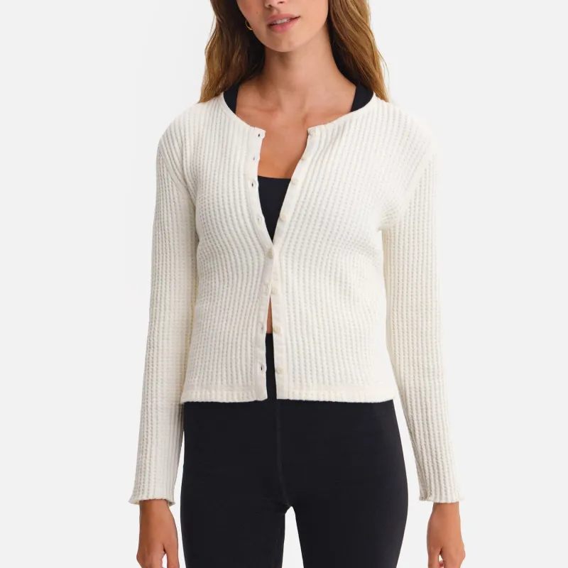 Organic Waffle Crew Cardigan sold by MATE the Label