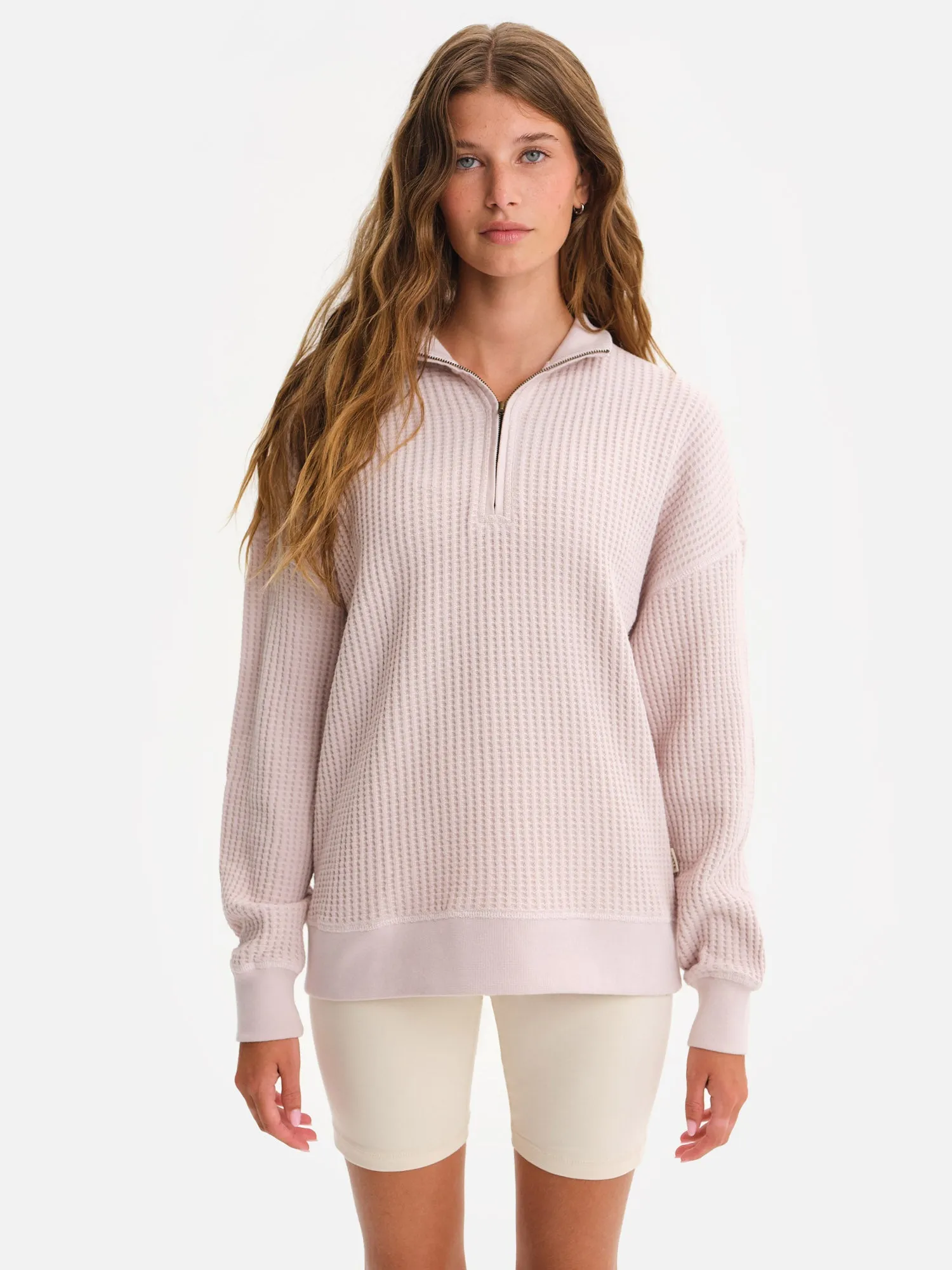 Organic Waffle Collared Half-Zip Sweatshirt sold by MATE the Label product image thumbnail 2