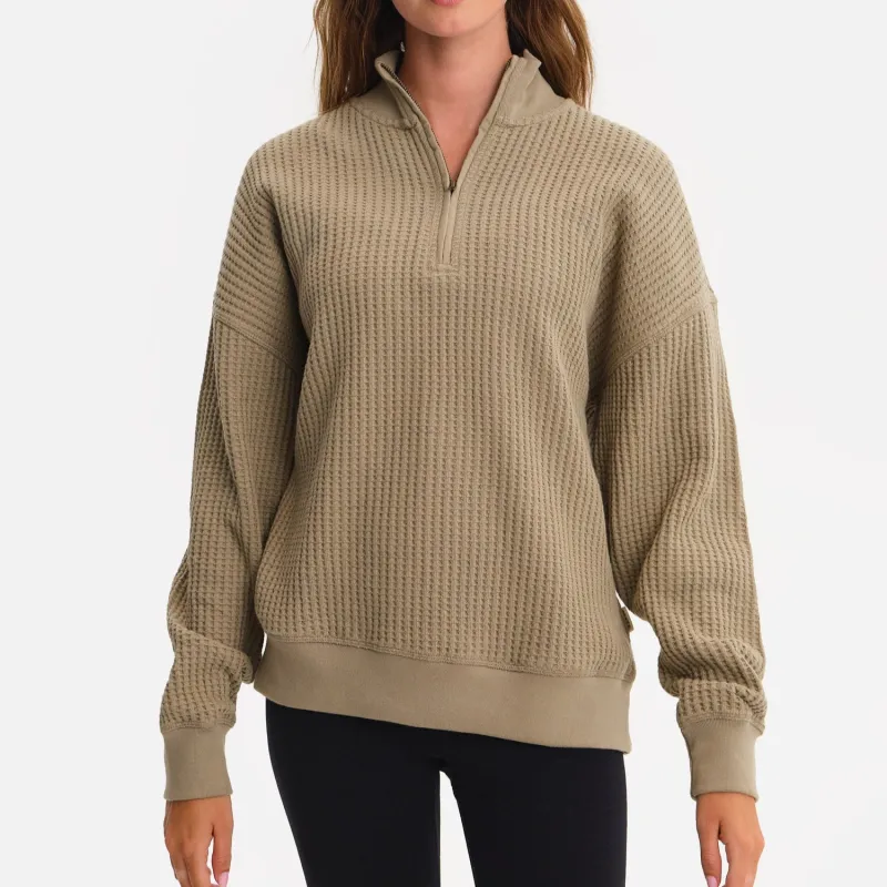 Organic Waffle Collared Half-Zip Sweatshirt sold by MATE the Label