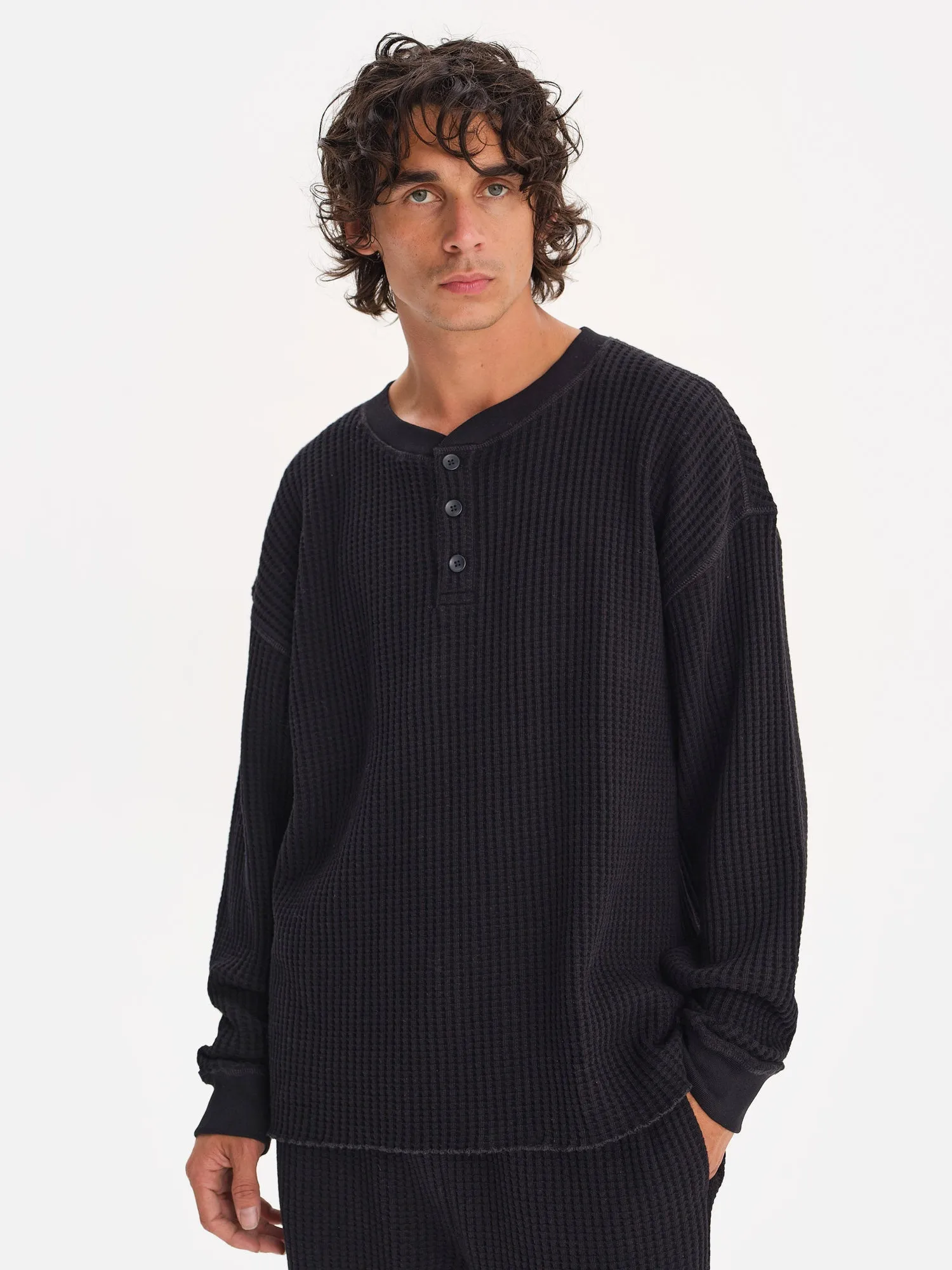 Men's Organic Waffle Henley sold by MATE the Label product image thumbnail 2