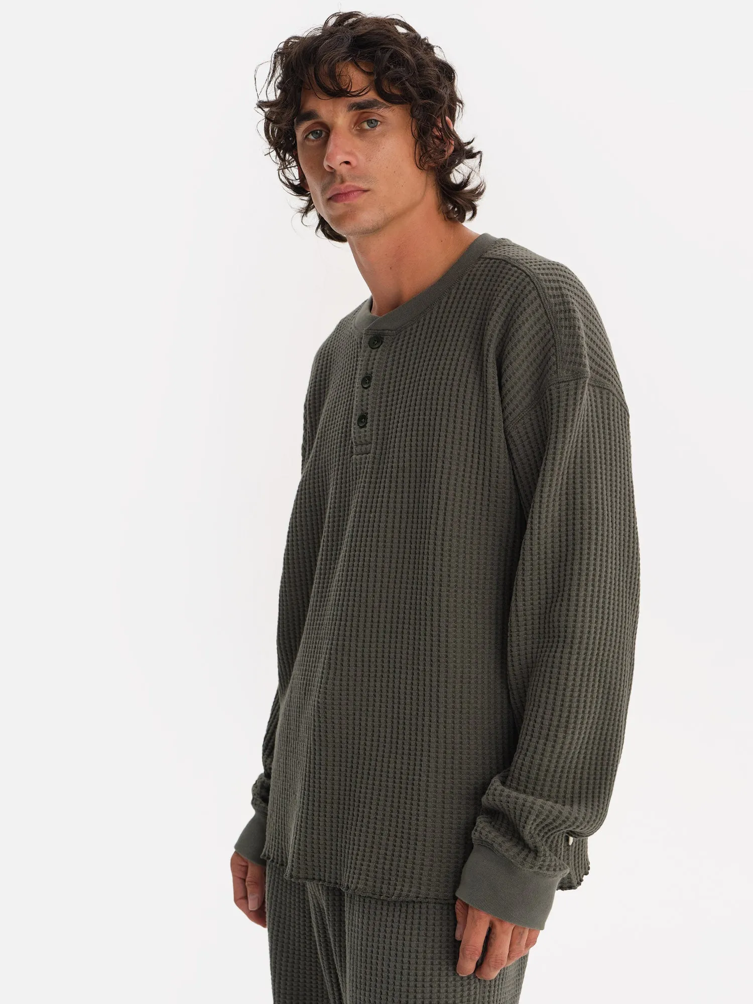 Men's Organic Waffle Henley sold by MATE the Label product image thumbnail 4
