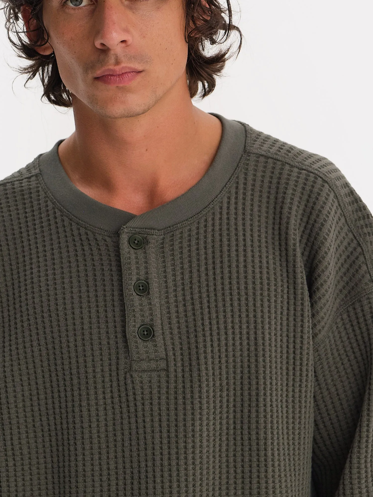 Men's Organic Waffle Henley sold by MATE the Label product image thumbnail 3