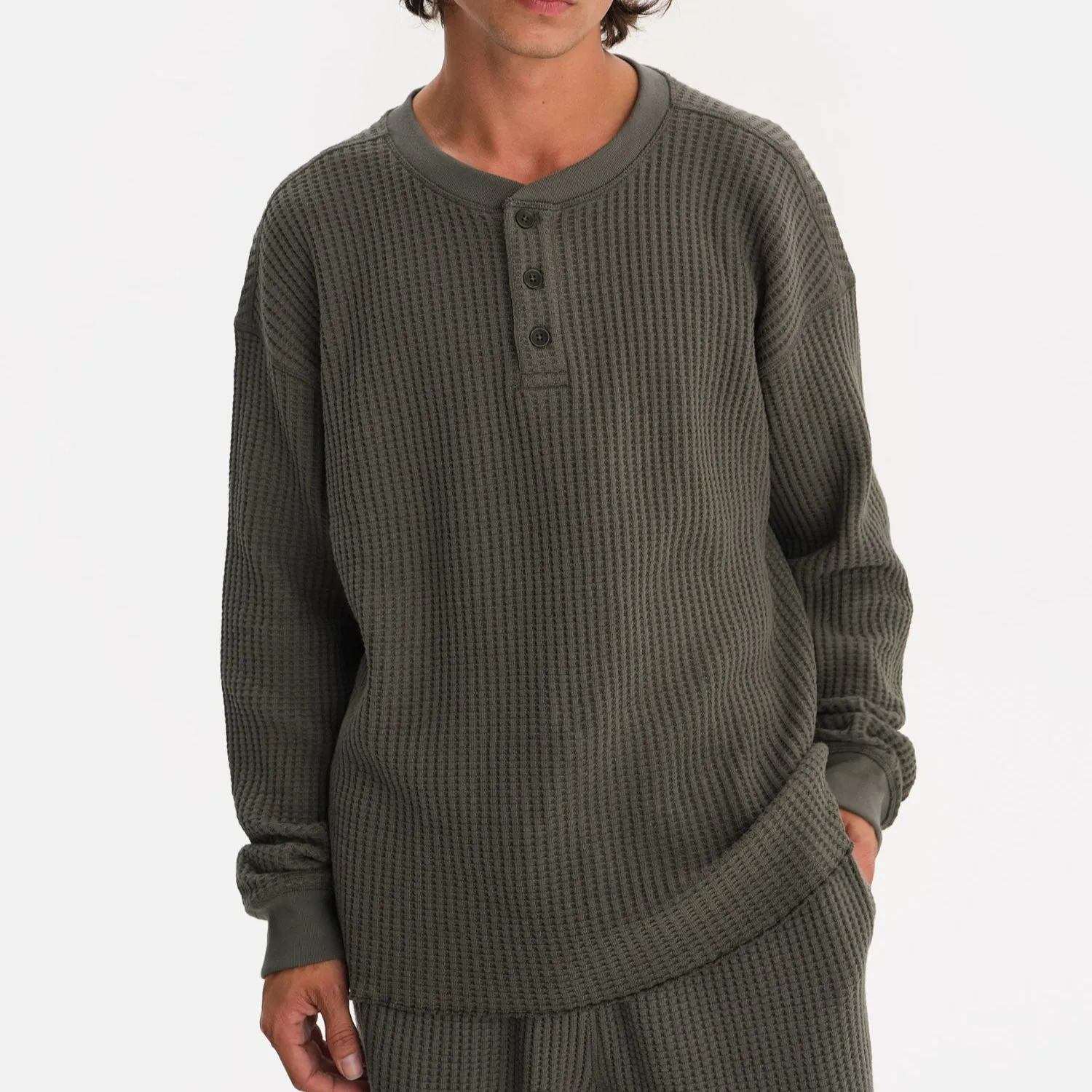 Men's Organic Waffle Henley sold by MATE the Label