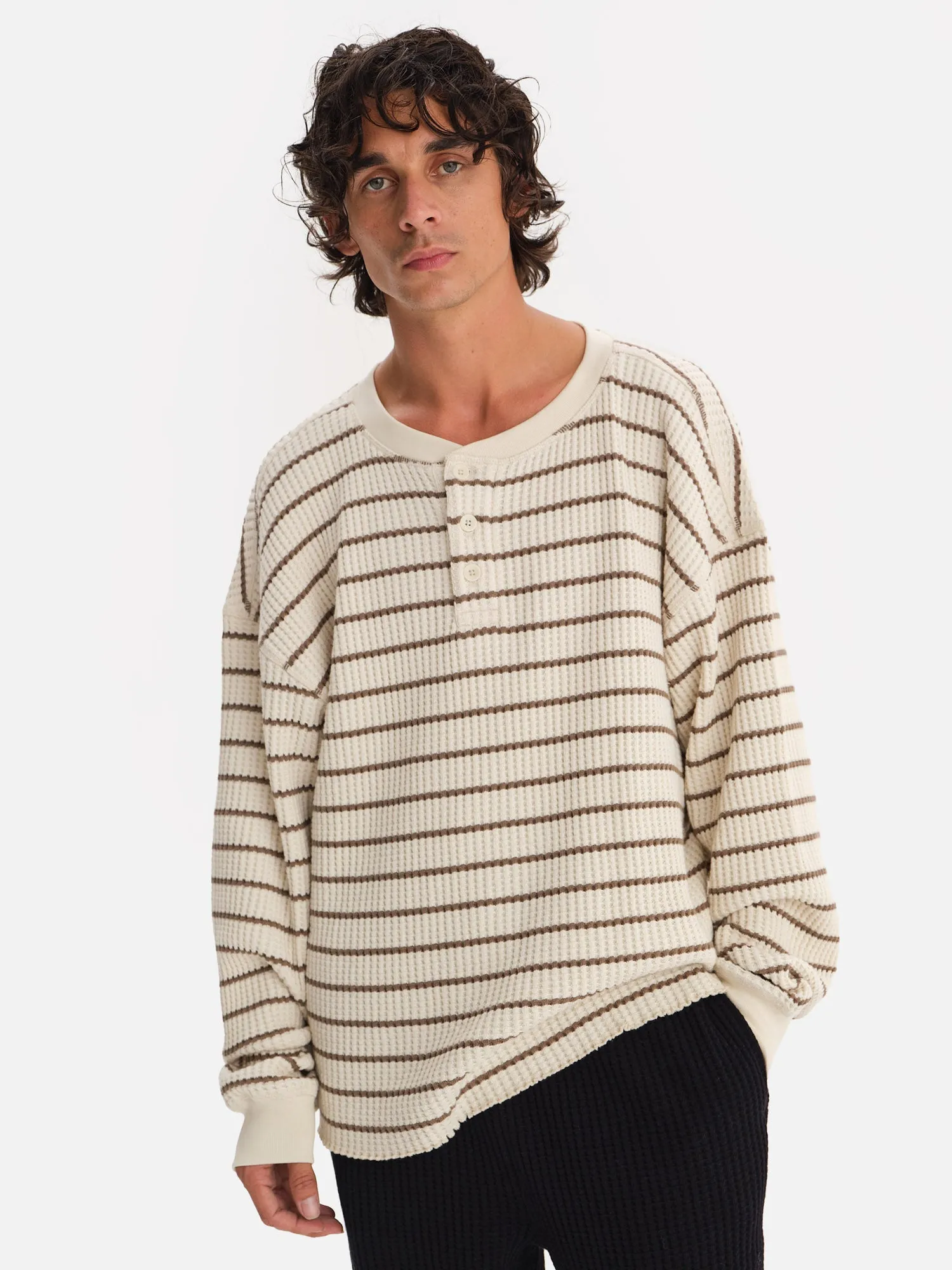 Men's Organic Waffle Henley sold by MATE the Label product image thumbnail 2
