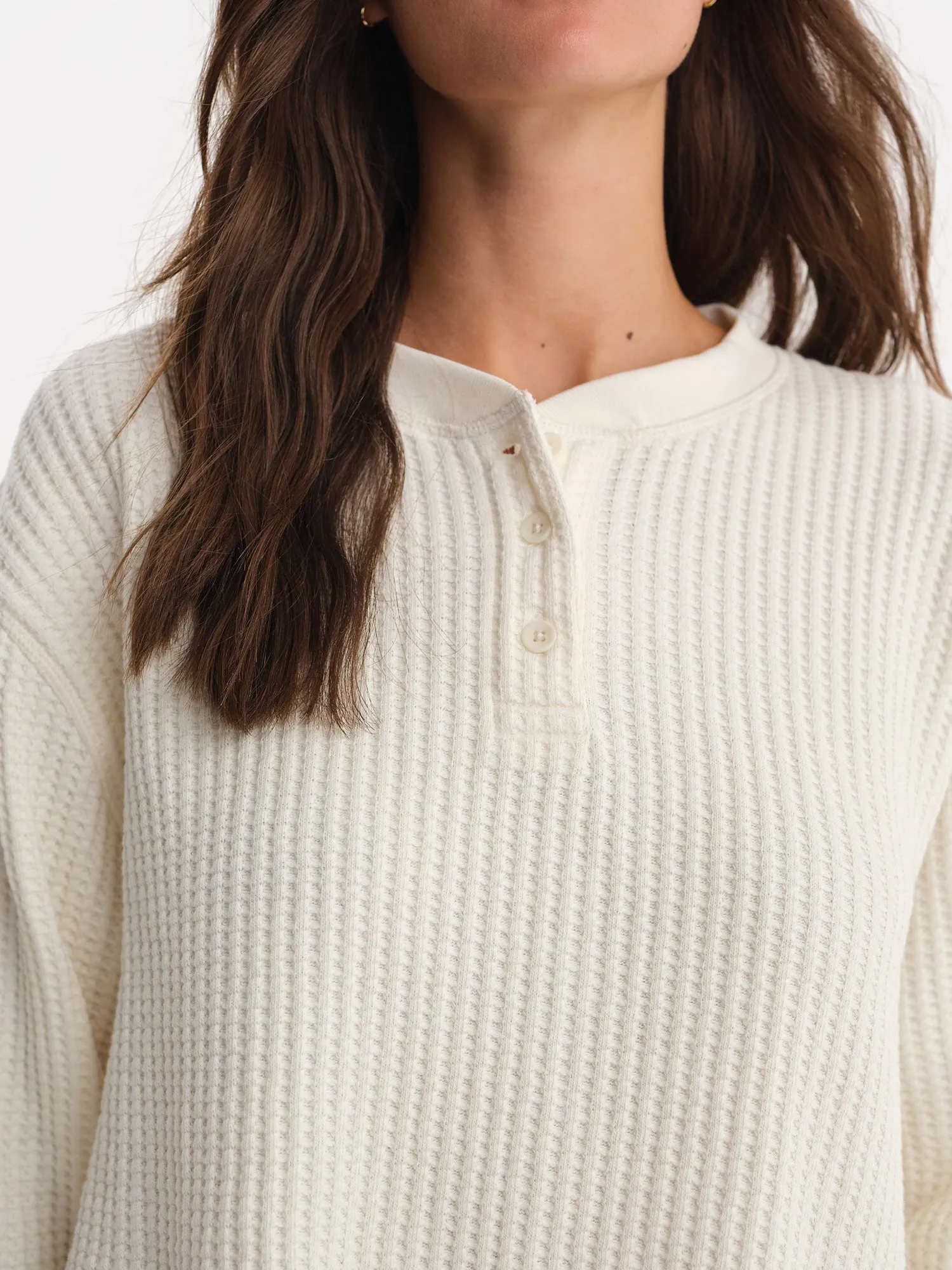 Organic Waffle Cropped Henley sold by MATE the Label product image thumbnail 3