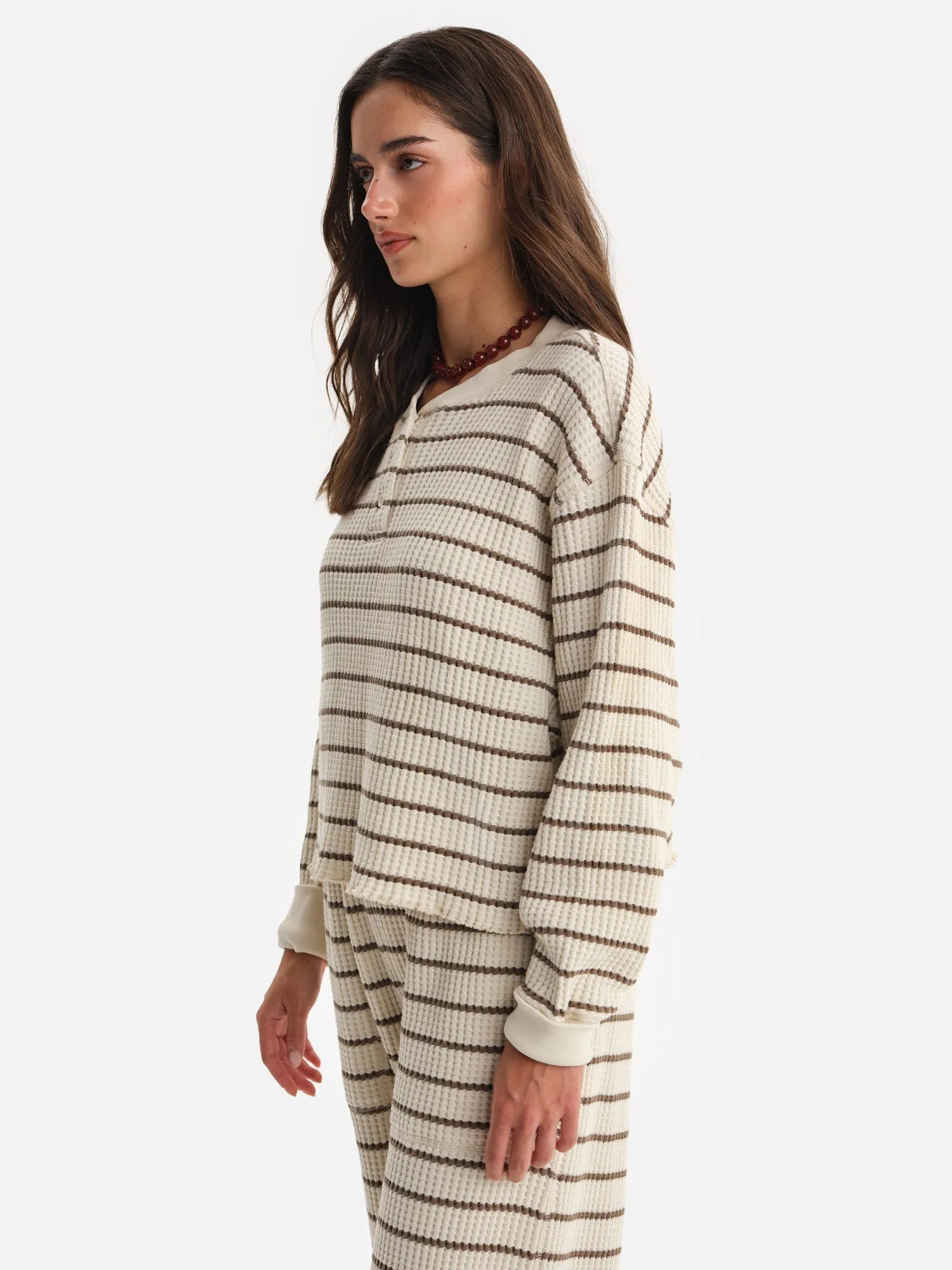 Organic Waffle Cropped Henley sold by MATE the Label product image thumbnail 4