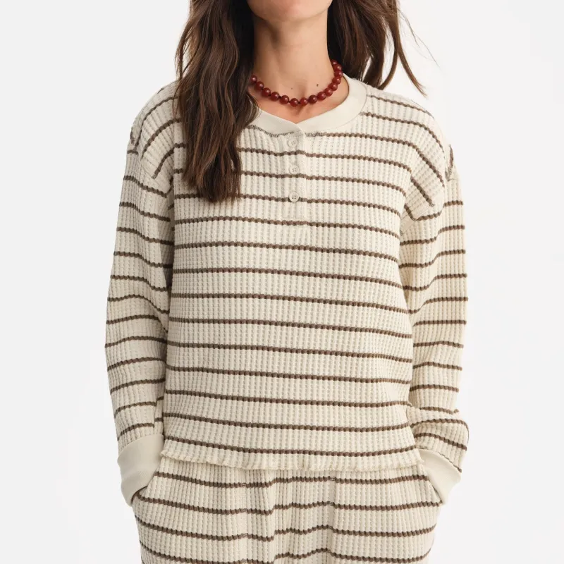 Organic Waffle Cropped Henley sold by MATE the Label