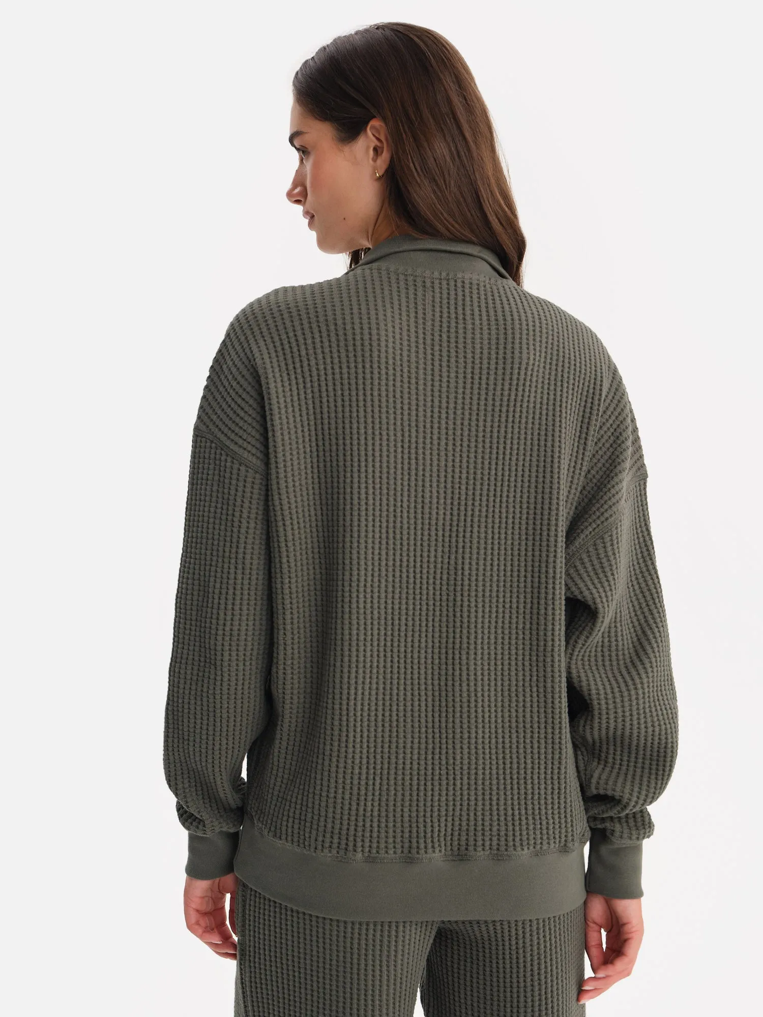 Organic Waffle Collared Half-Zip Sweatshirt sold by MATE the Label product image thumbnail 5