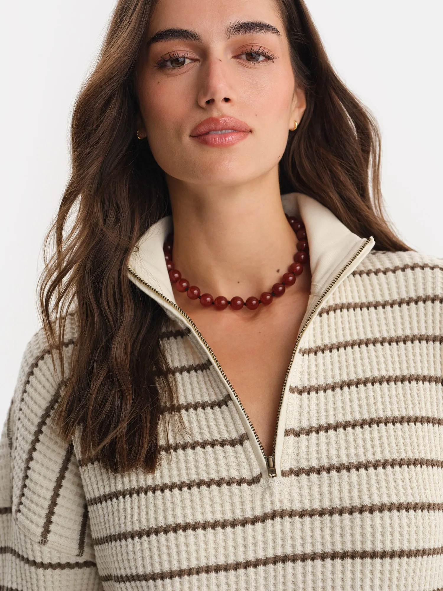 Organic Waffle Collared Half-Zip Sweatshirt sold by MATE the Label product image thumbnail 3