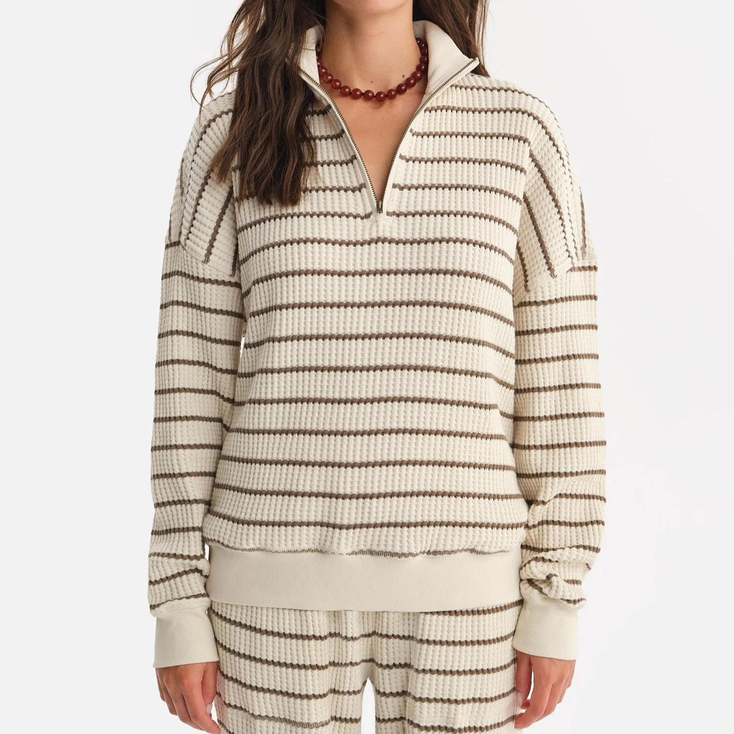 Organic Waffle Collared Half-Zip Sweatshirt sold by MATE the Label