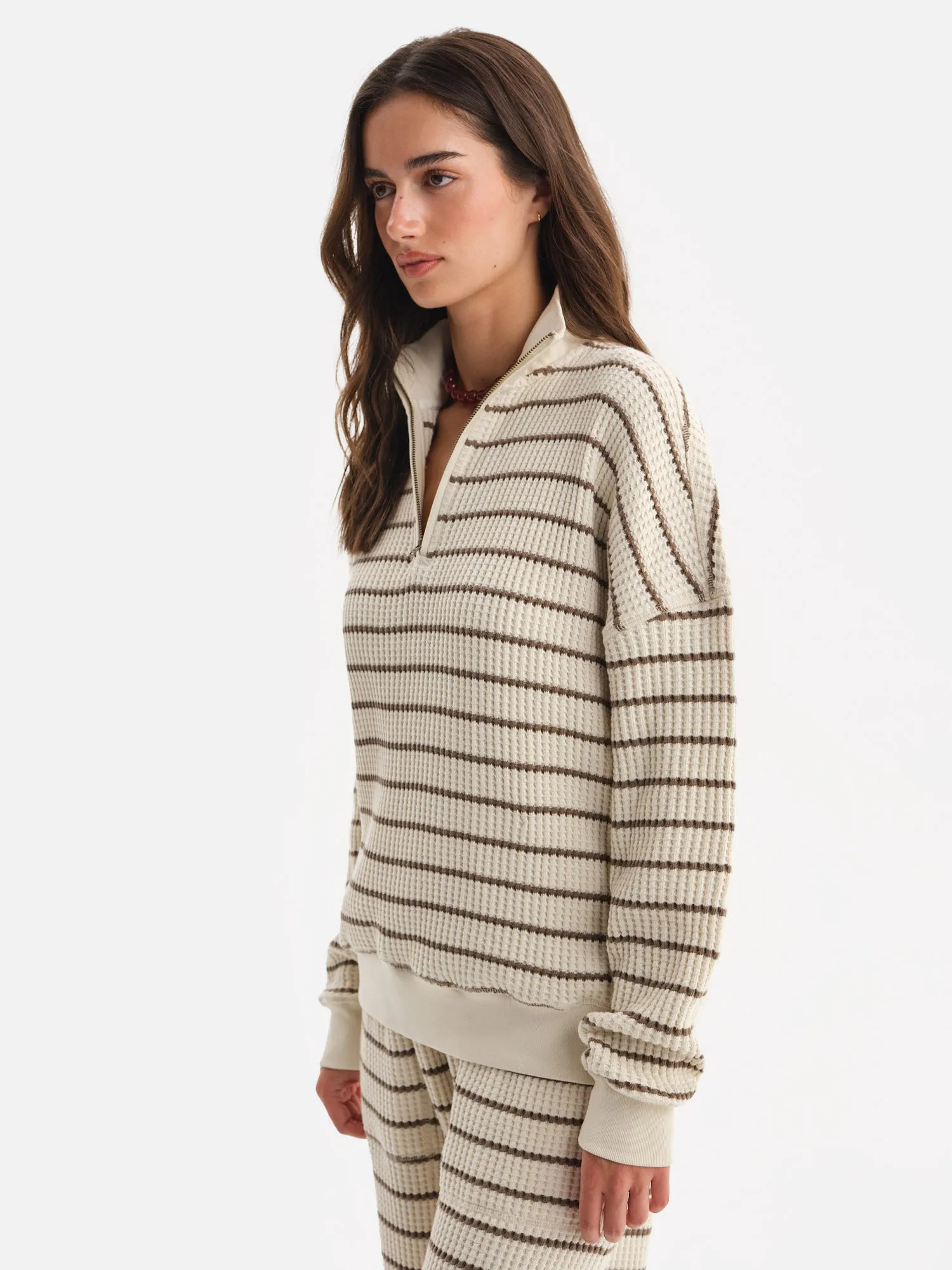 Organic Waffle Collared Half-Zip Sweatshirt sold by MATE the Label product image thumbnail 4