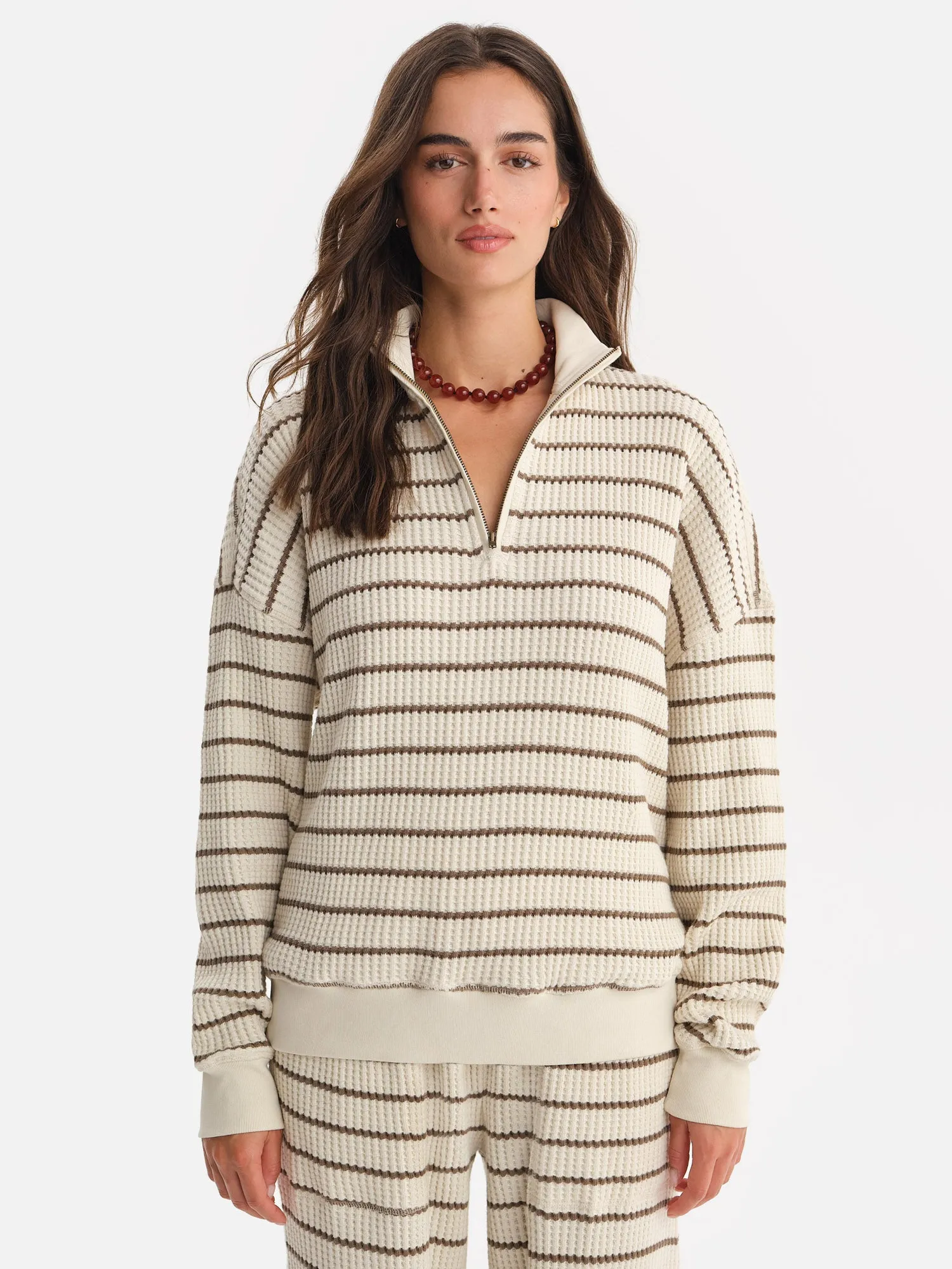 Organic Waffle Collared Half-Zip Sweatshirt sold by MATE the Label product image thumbnail 2