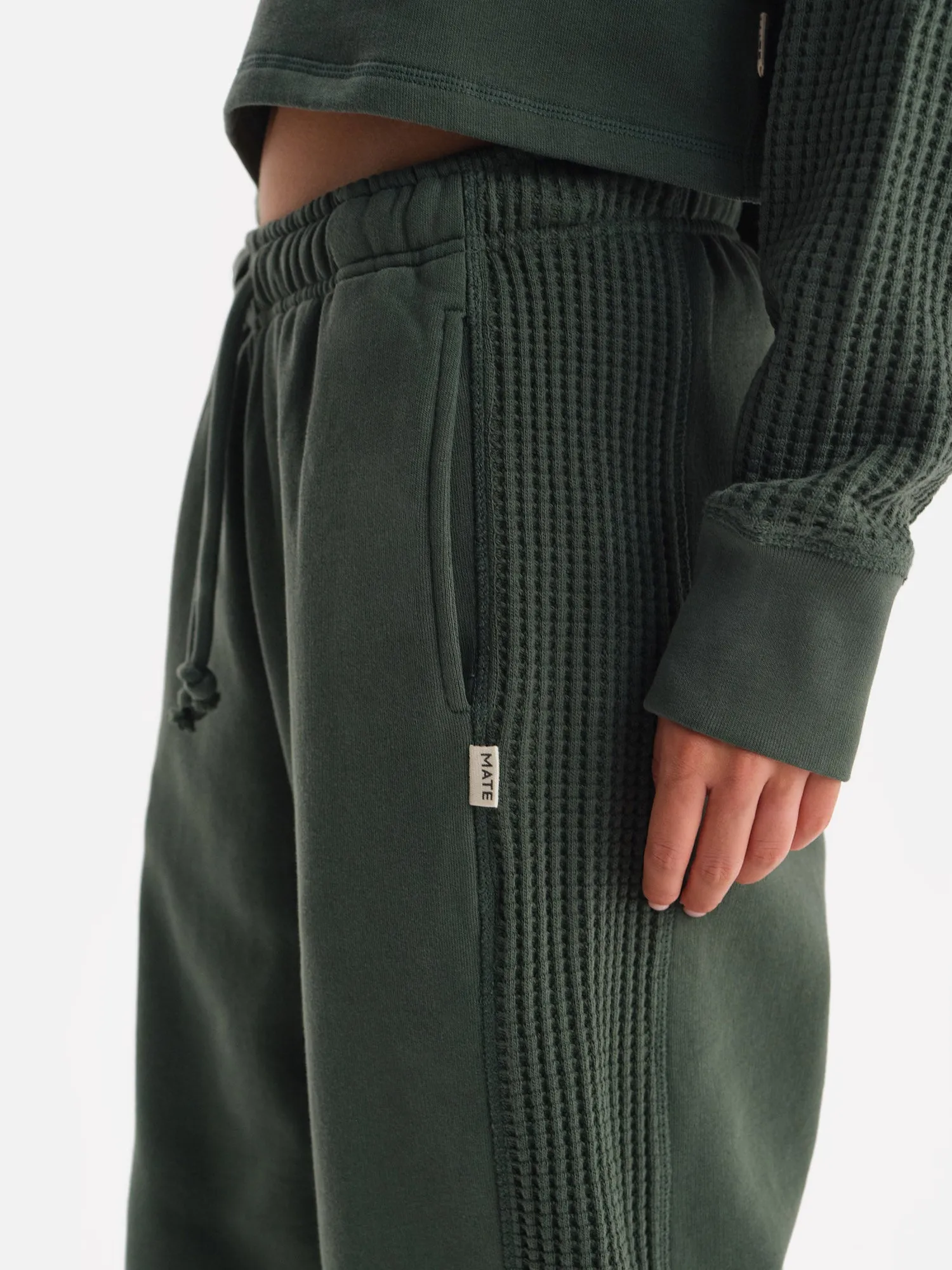 Organic Fleece and Waffle Relaxed Pocket Sweatpant sold by MATE the Label product image thumbnail 3