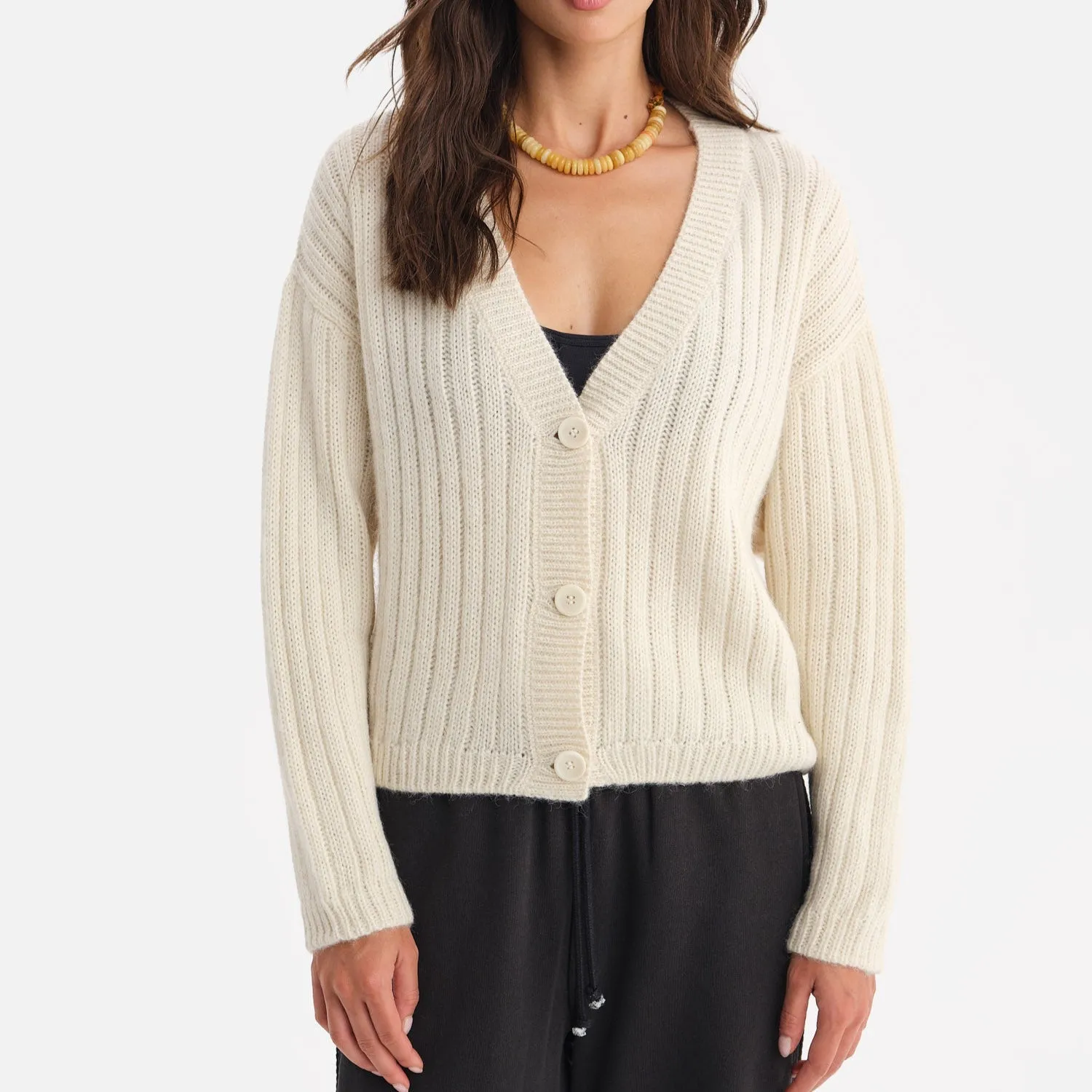 Luxe Alpaca Ribbed Cardigan sold by MATE the Label