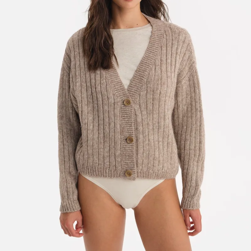 Luxe Alpaca Ribbed Cardigan sold by MATE the Label